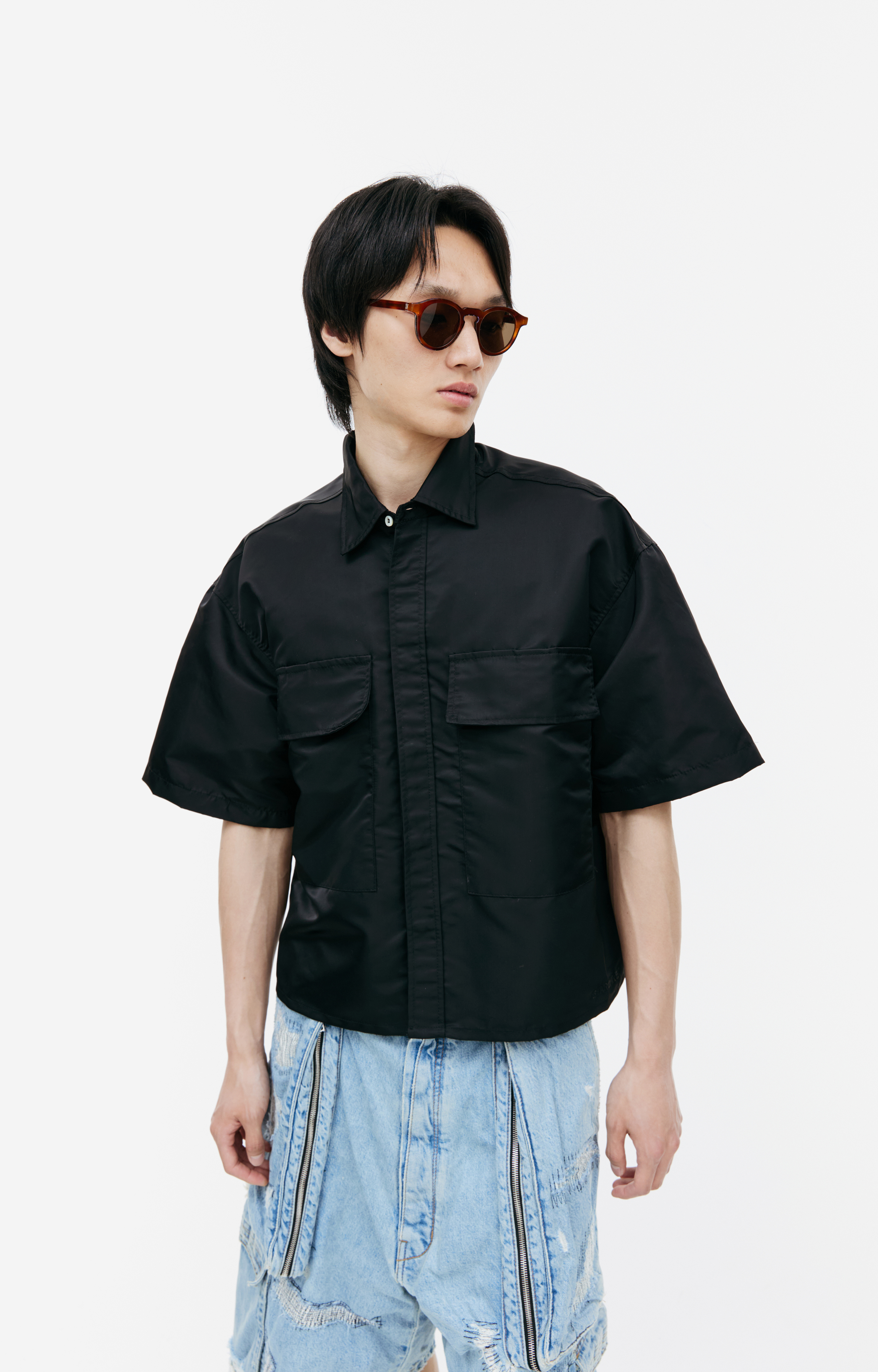 Buy B1ARCHIVE men black nylon shirt for $505 online on SV77