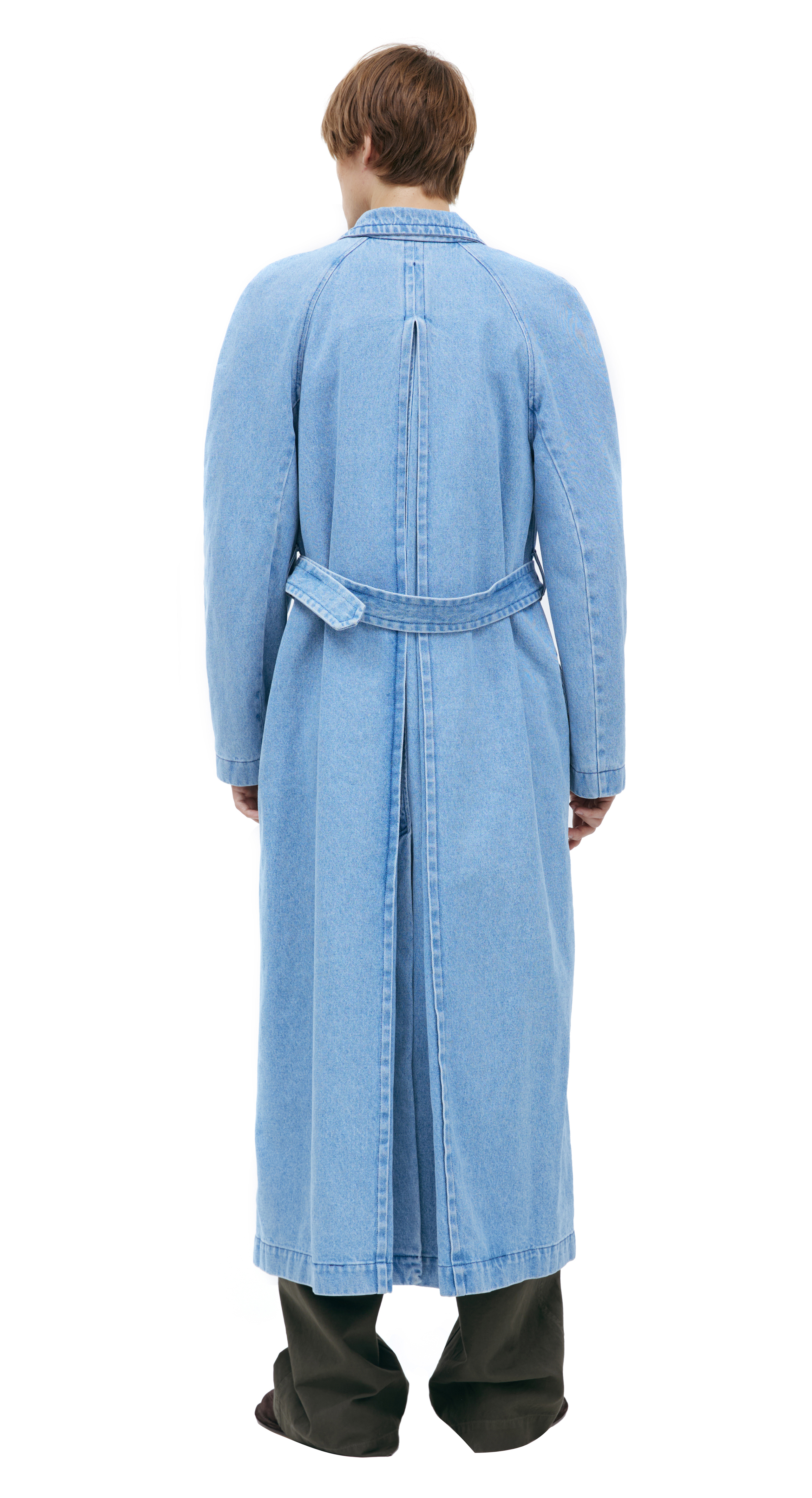 関税送料込Dries Van Noten Wool Coat with Denim Sleeves DRIES VAN NOTEN Double-breasted belted denim coat | NET-A-PORTER