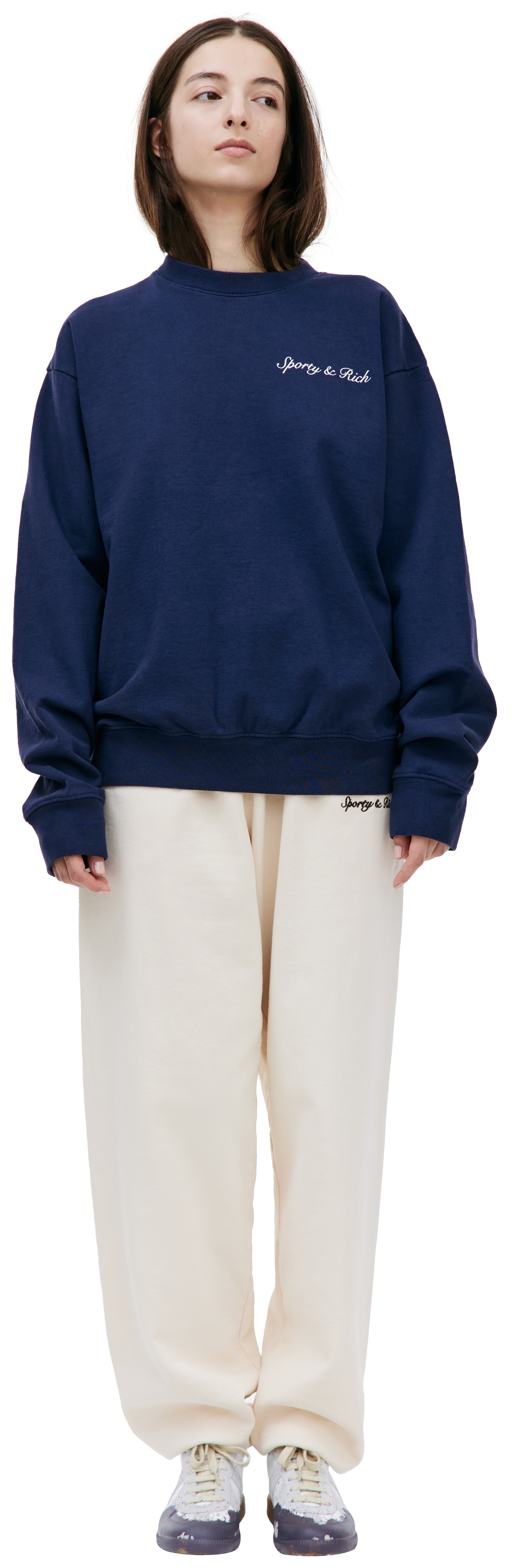 スウェット・トレーナー Sporty & Rich Syracuse Crewneck Man to Man Off White CRAW233 Sporty & Rich Syracuse Crew Sweat in Off White Sporty & Rich