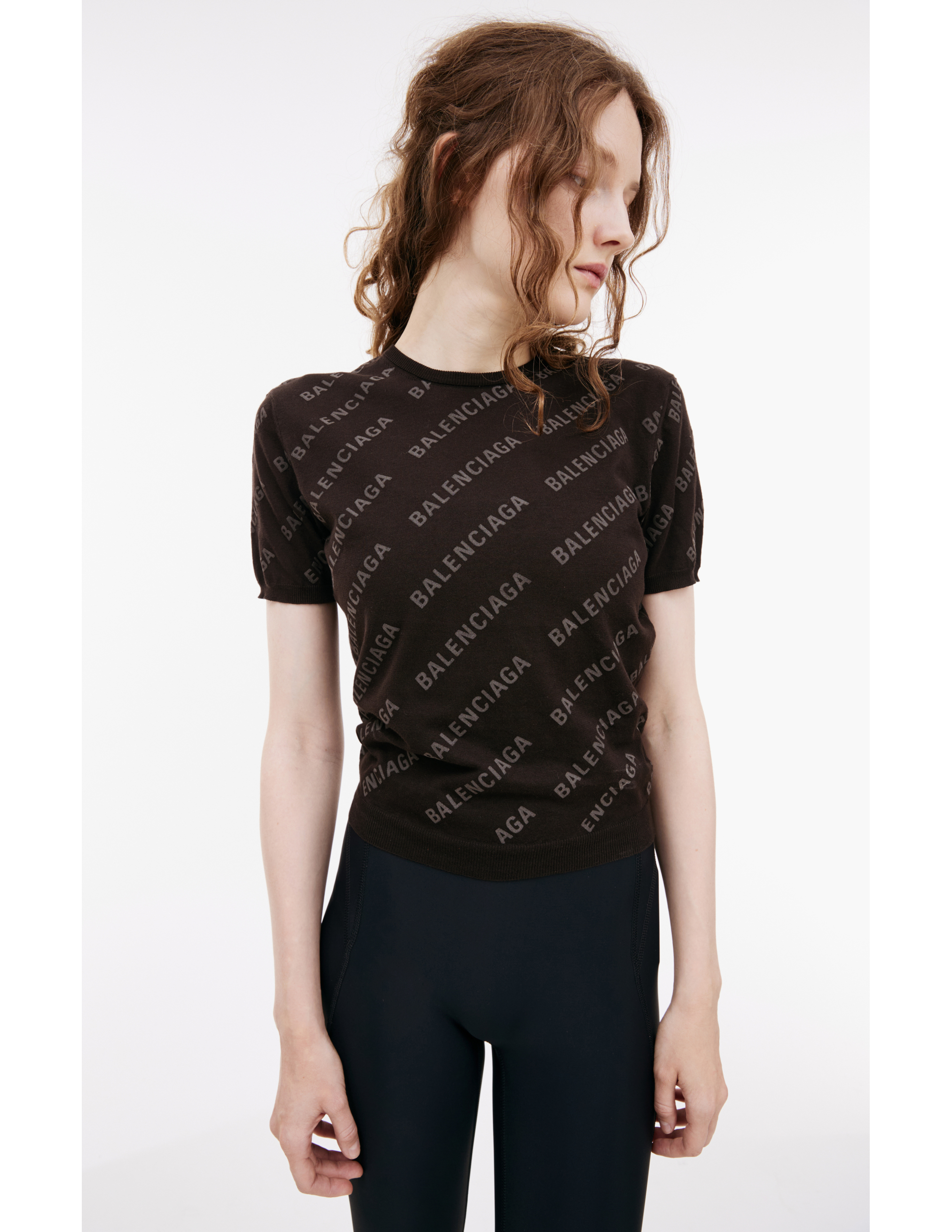 Shop Balenciaga Brown Short Sleeve Top