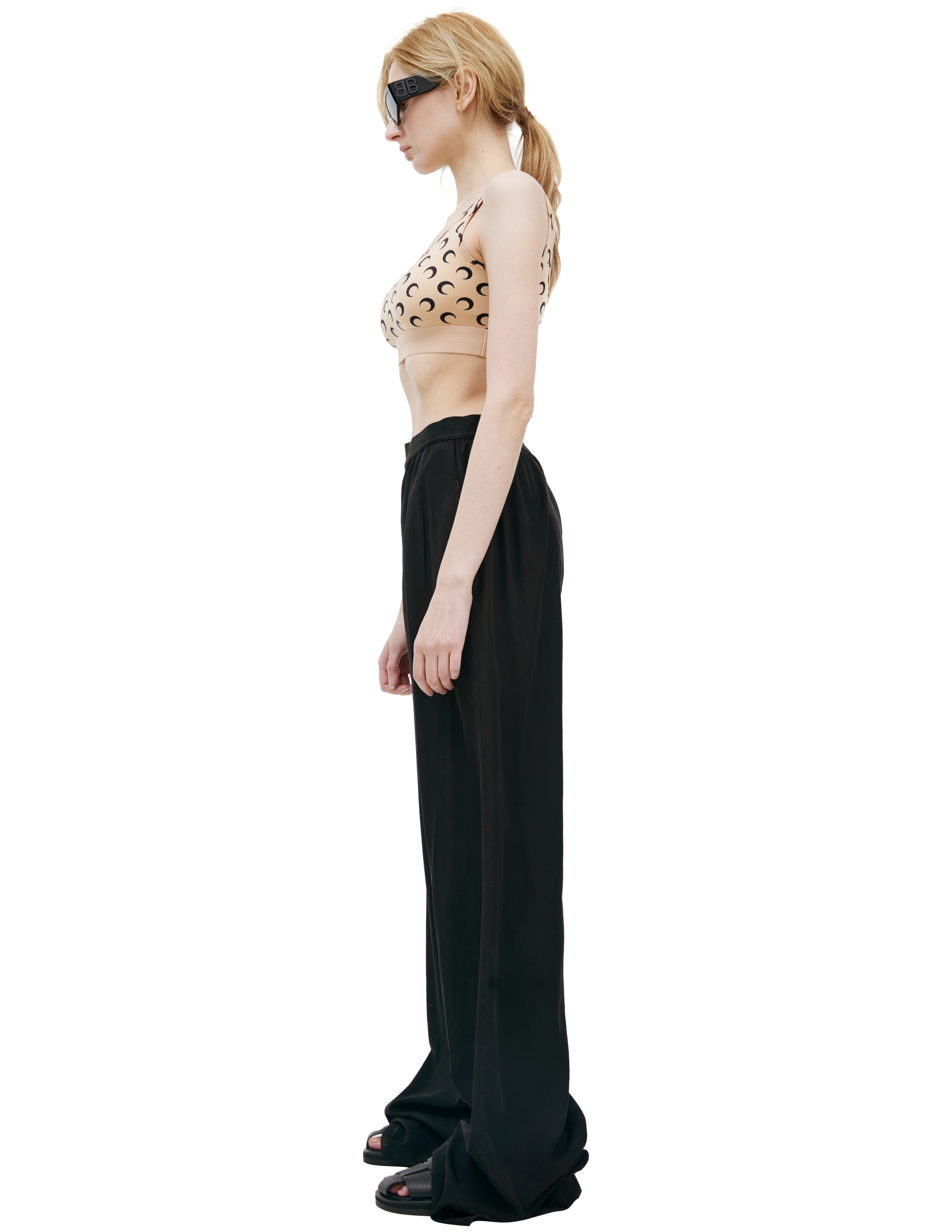 Marine Serre Moon All Over Logo Bra In Beige