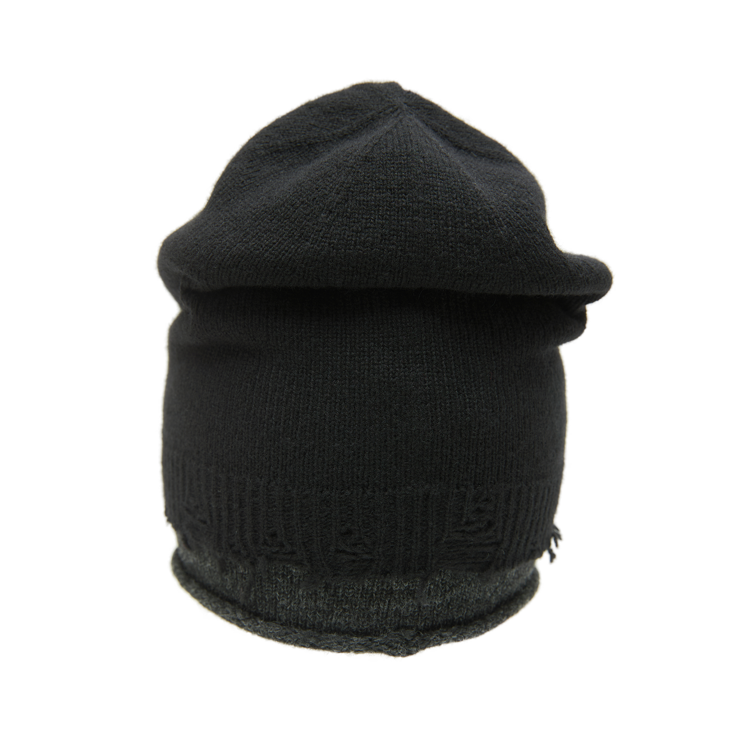 Y's Ripped Wool Beanie In Black
