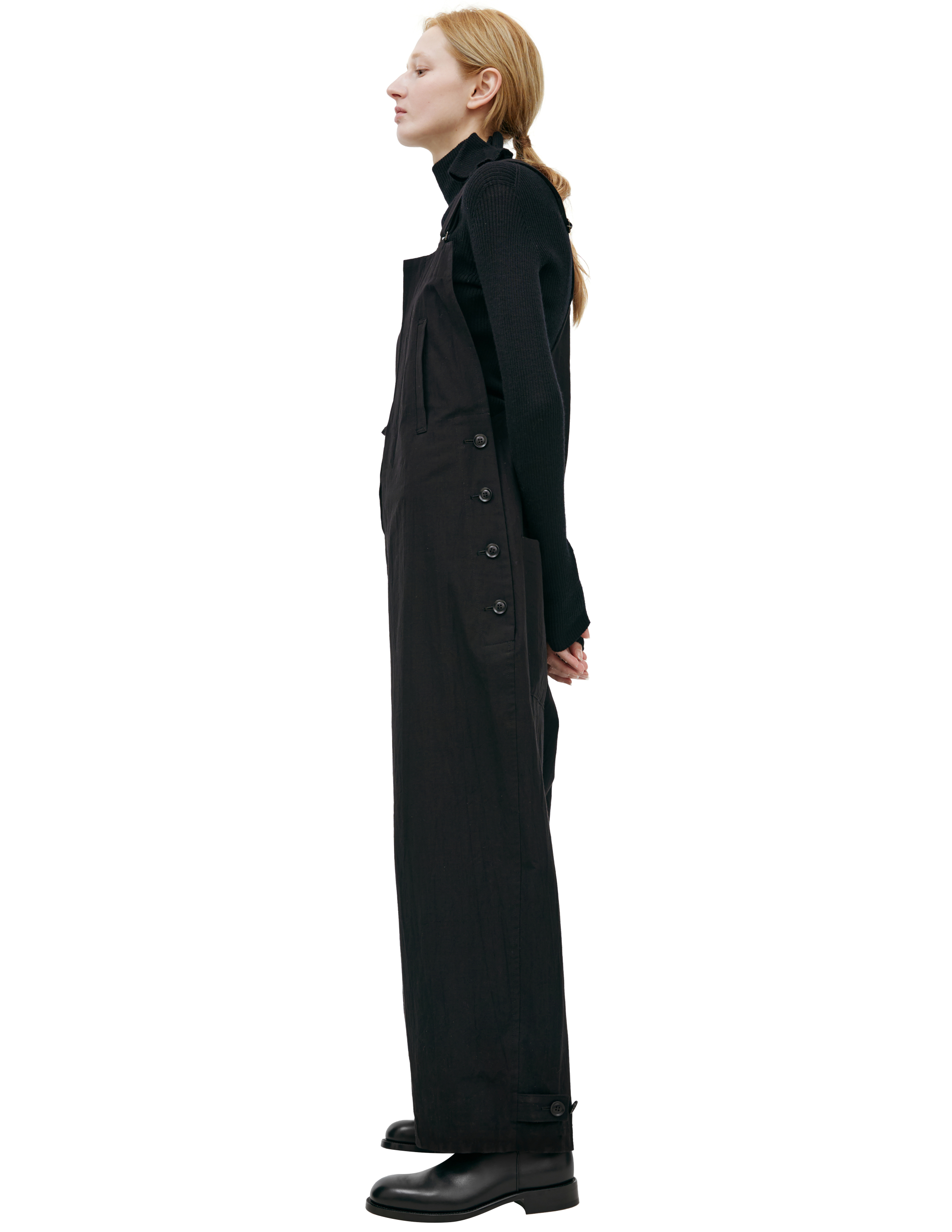 Y'S ZIPPERED DENIM JUMPSUIT