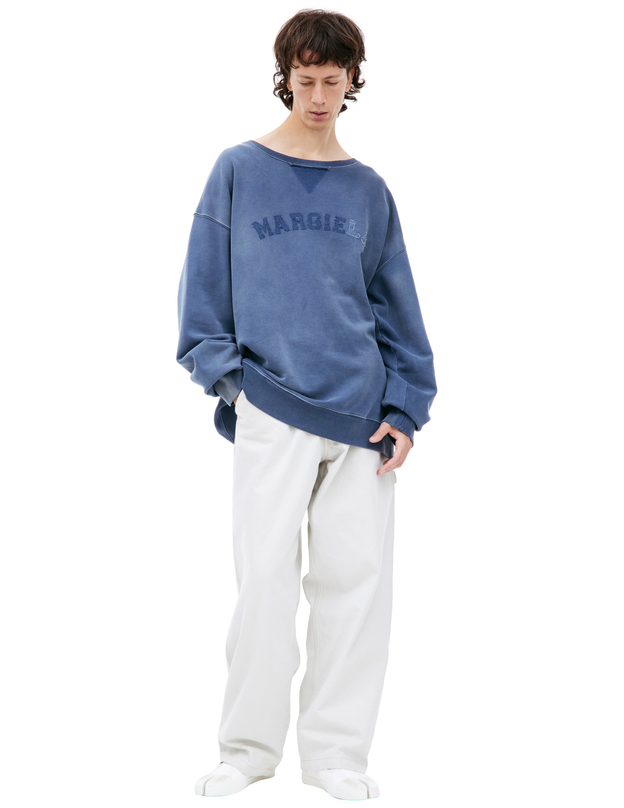 Shop Maison Margiela Blue Patch Sweatshirt