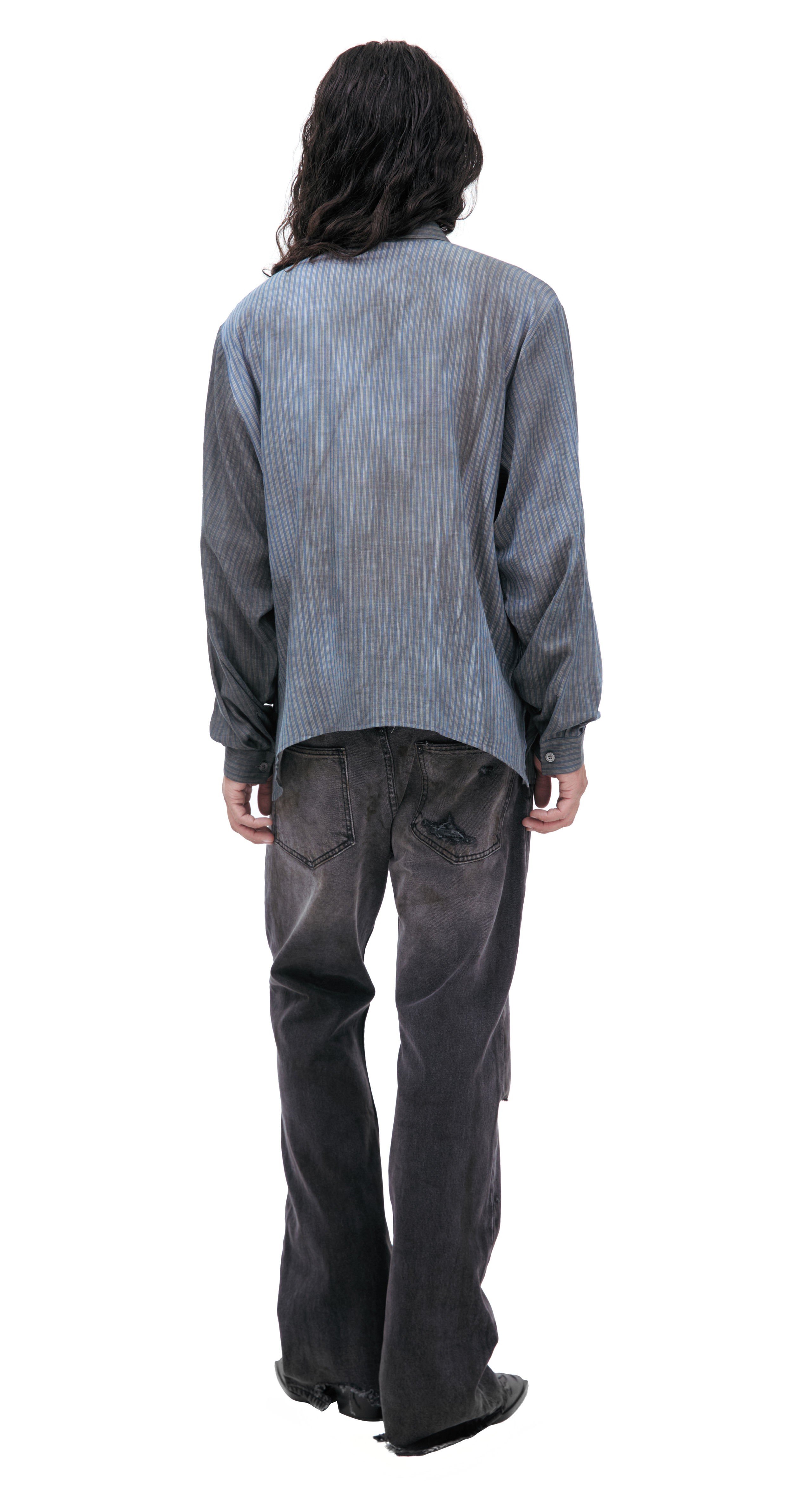 確実正規　ENFANTS RICHES DÉPRIMÉS 半袖シャツ 水色 Enfants Riches Déprimés - Thrashed Distressed Logo-Print