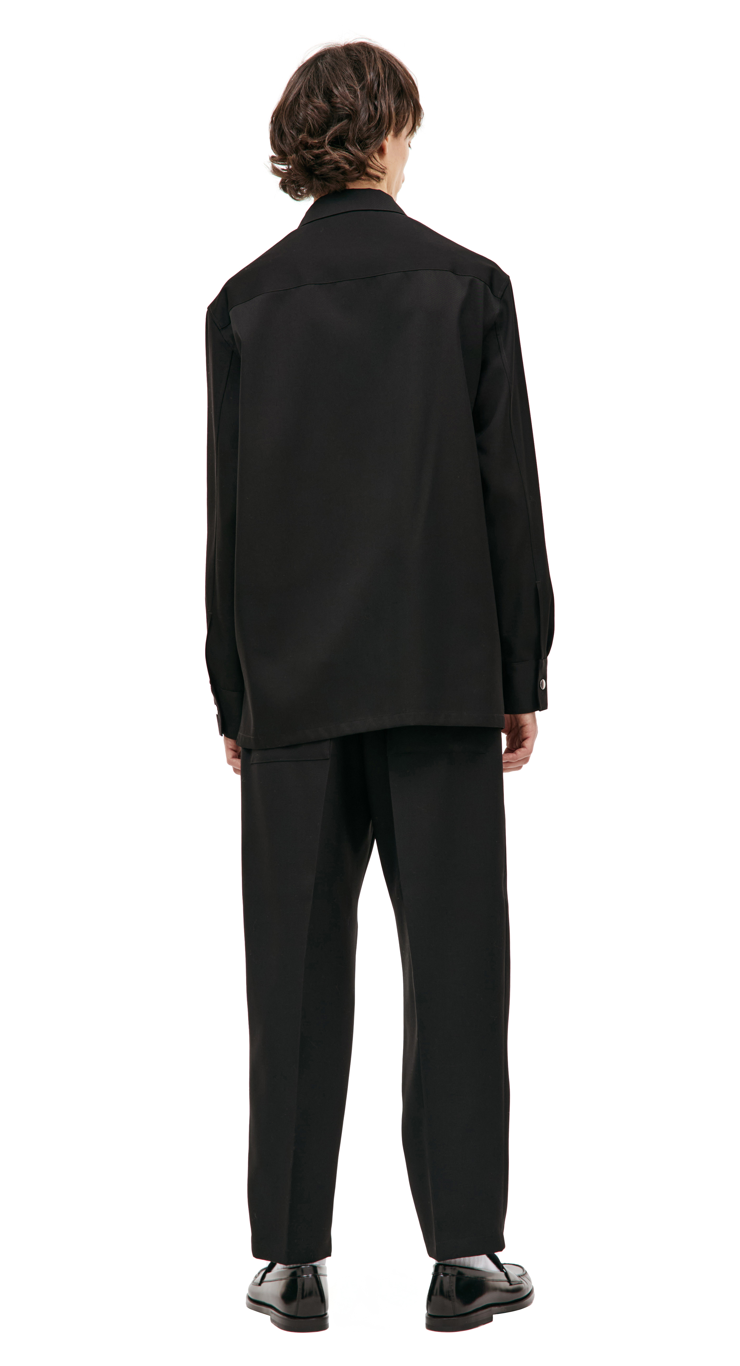 Buy Jil Sander men black zip up wool shirt for $665 online