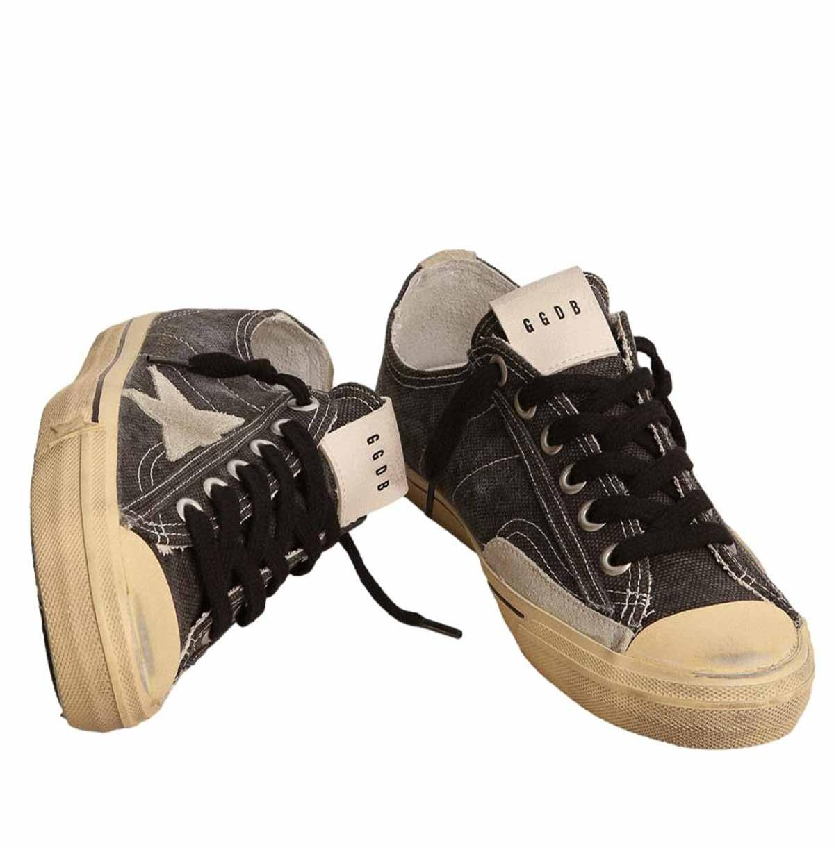 Shop Golden Goose V-star Canvas Sneakers In Black