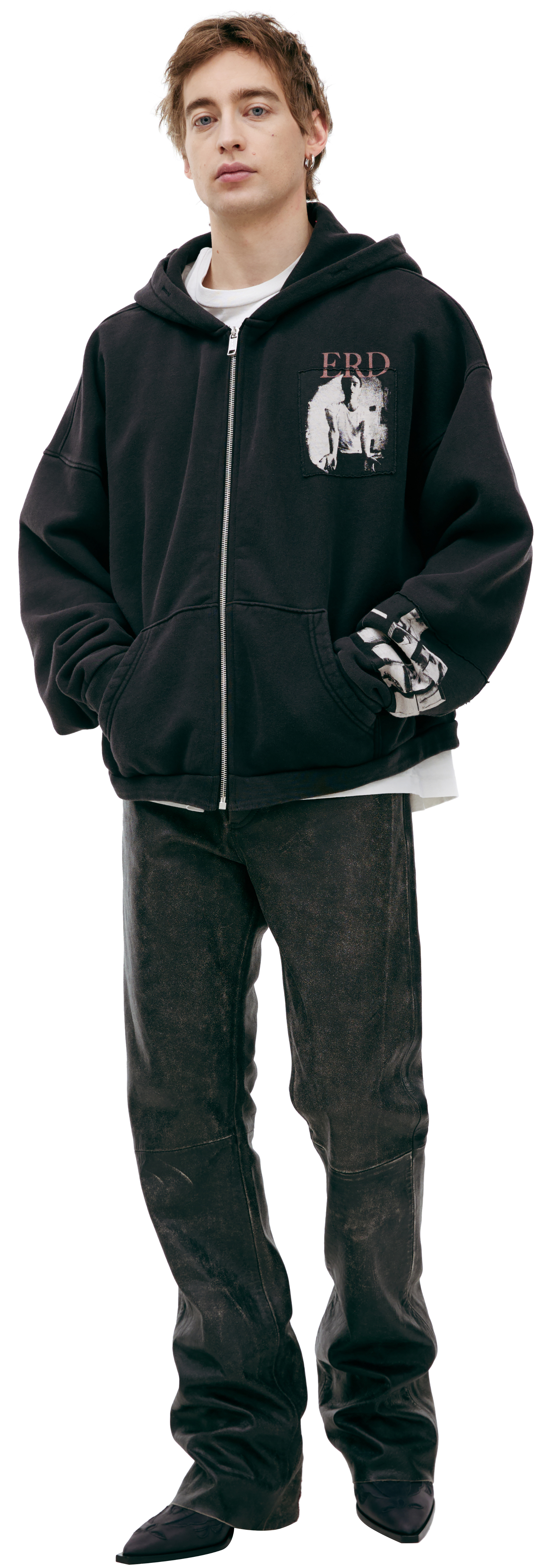 ENFANTS RICHES DEPRIMES 120502BLACK 関税送料込 Enfants Riches Déprimés - Printed Cotton-Jersey Zip-Up