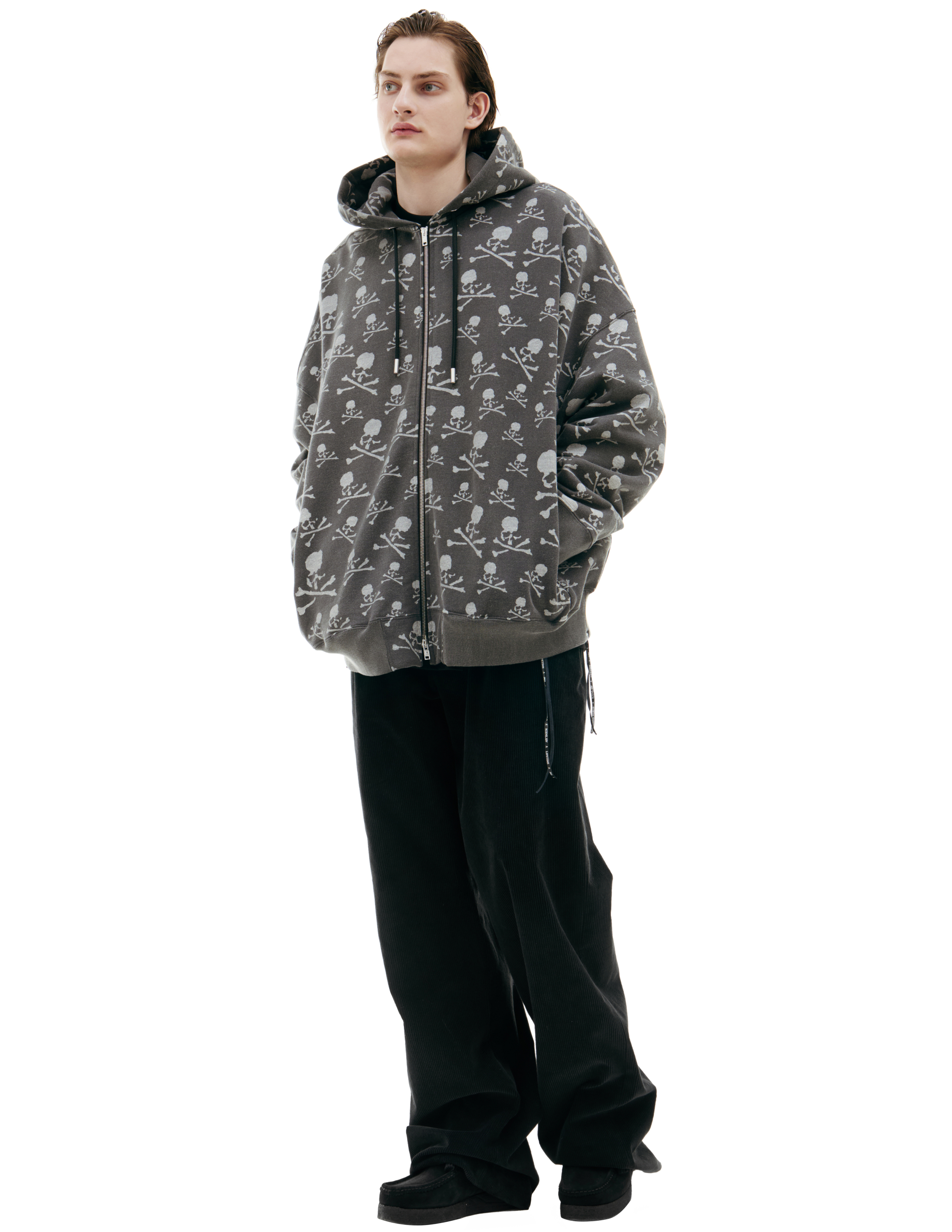 Mastermind Japan Grey Hoodie With Zipper In Grey