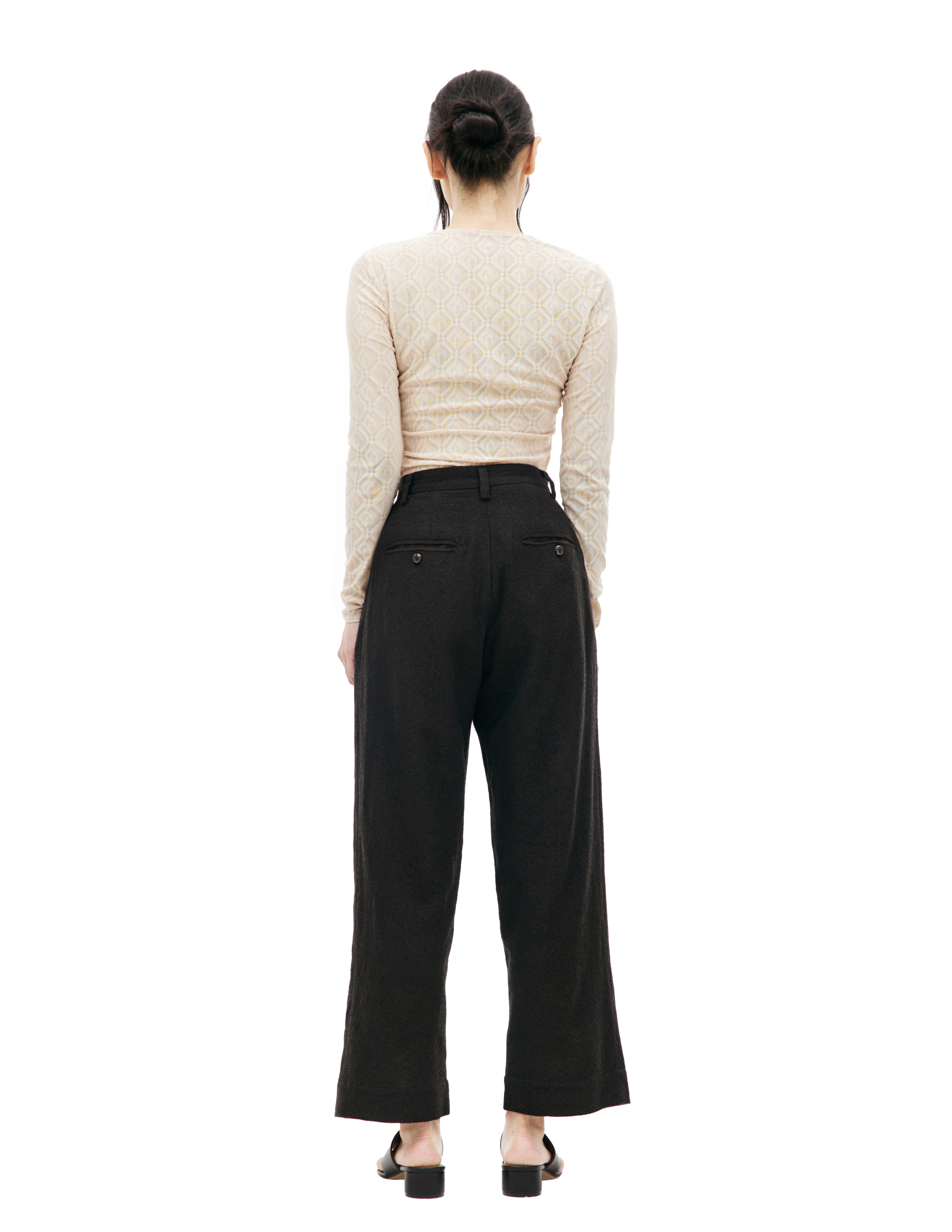 Shop Ziggy Chen Brown Wool Trousers