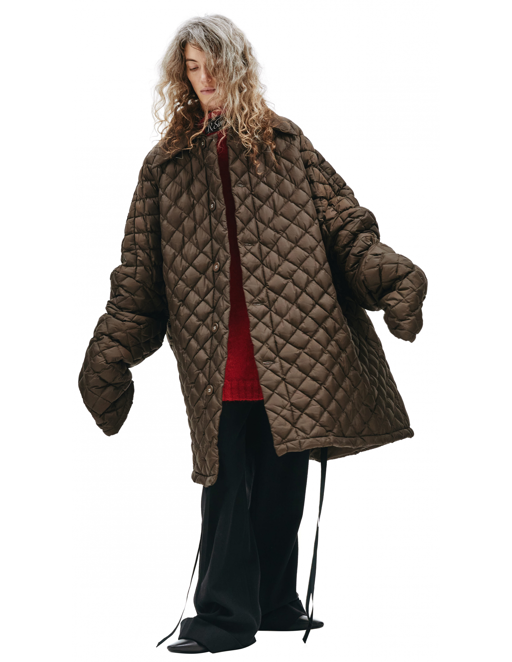 Raf Simons Oversized quilted jacket in brown