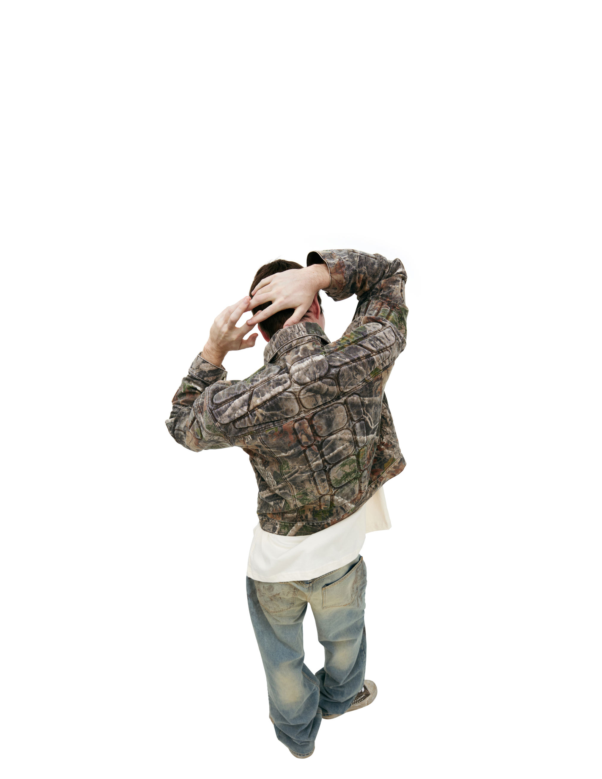 Satoshi Nakamoto Monoprint Denim Jacket In Green