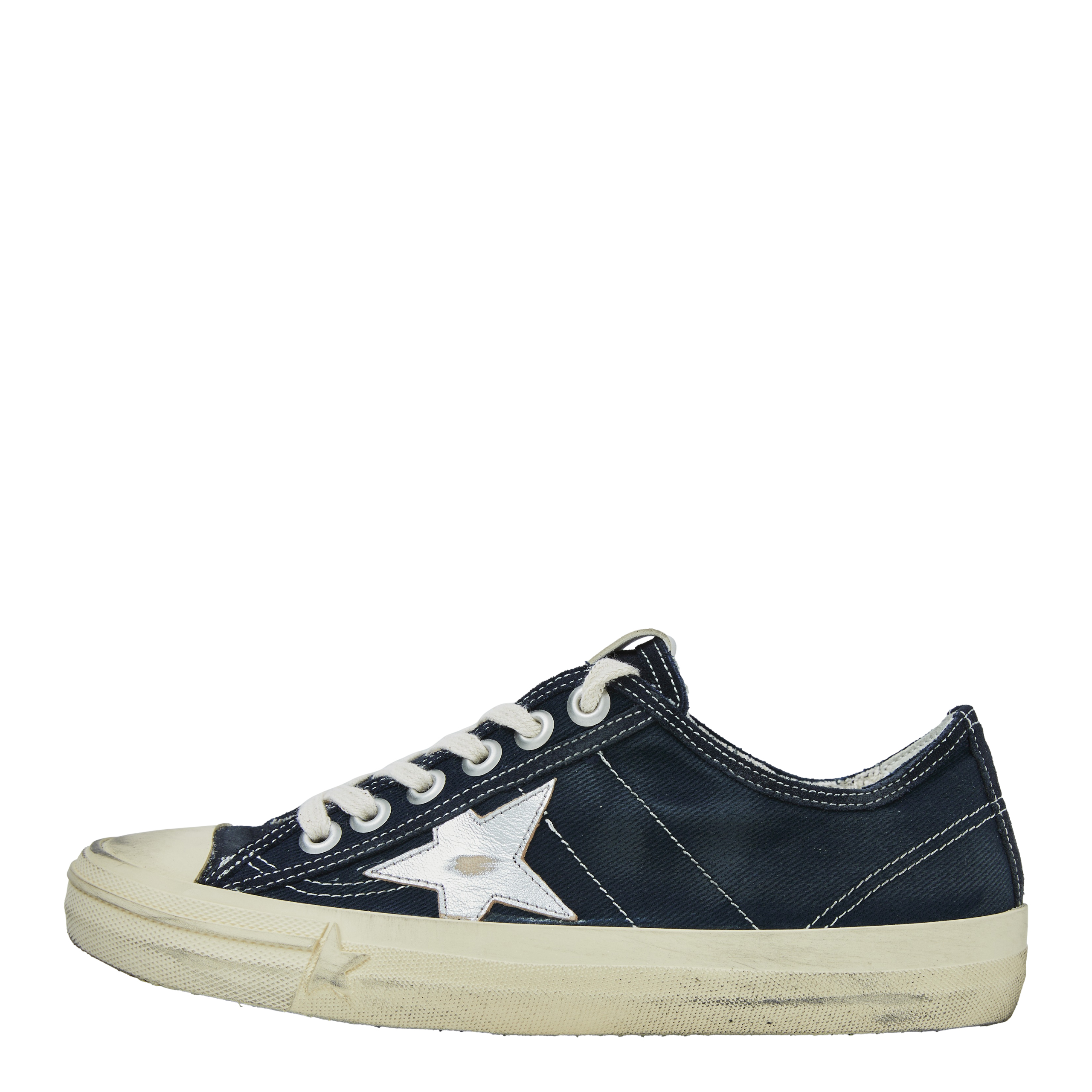 Buy Golden Goose women navy blue v-star canvas sneakers for