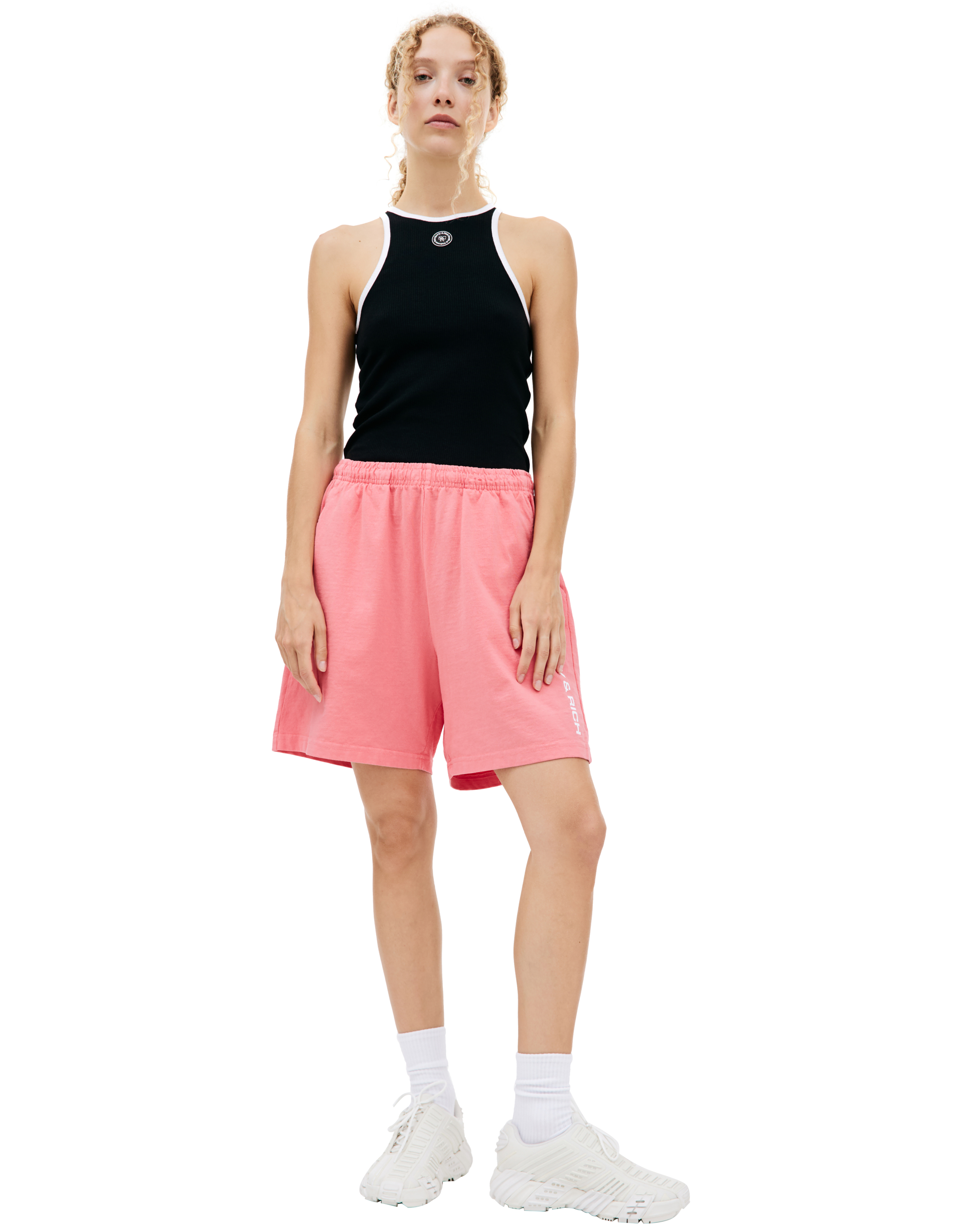 Shop Sporty And Rich Logo Cotton Shorts In Pink