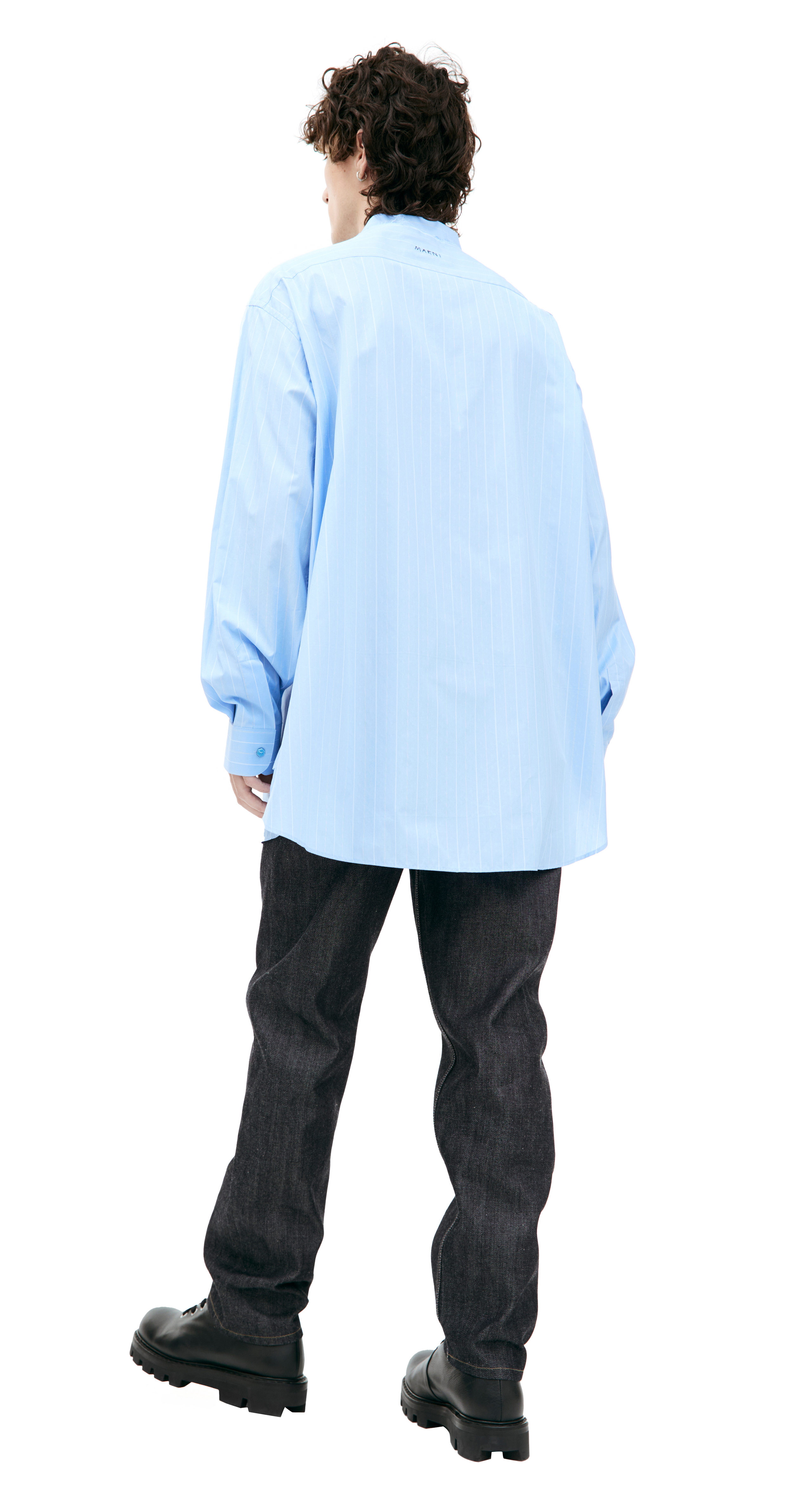 Buy Marni men blue shirt with a torn collar for $453 online