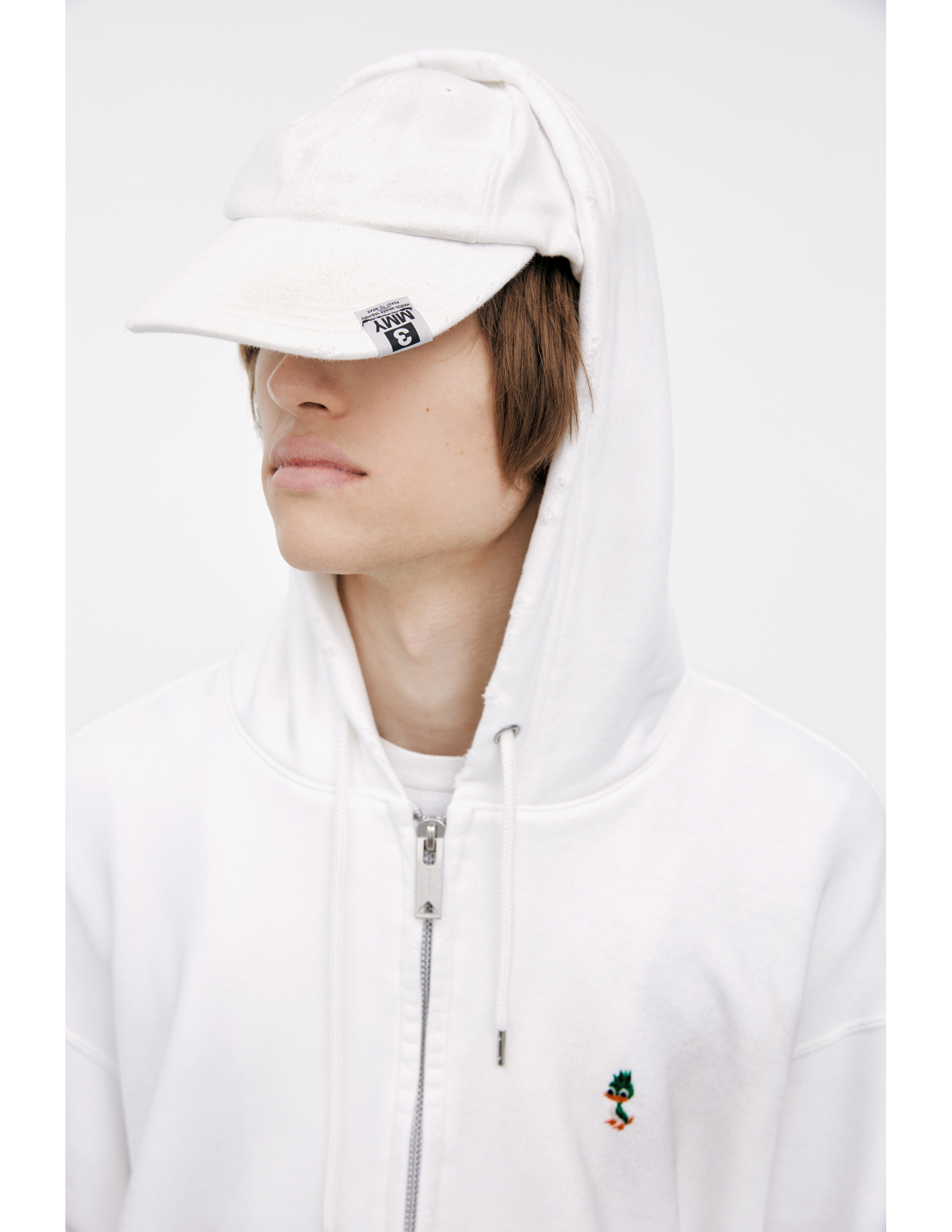 Miharayasuhiro White Zippered Hoodie