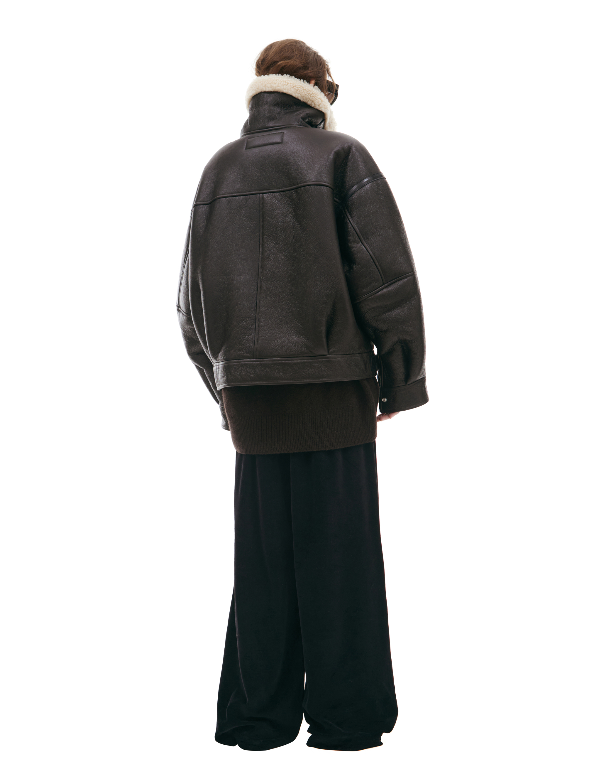 Acne Studios Sheepskin Aviator With Wool In Dark Brown