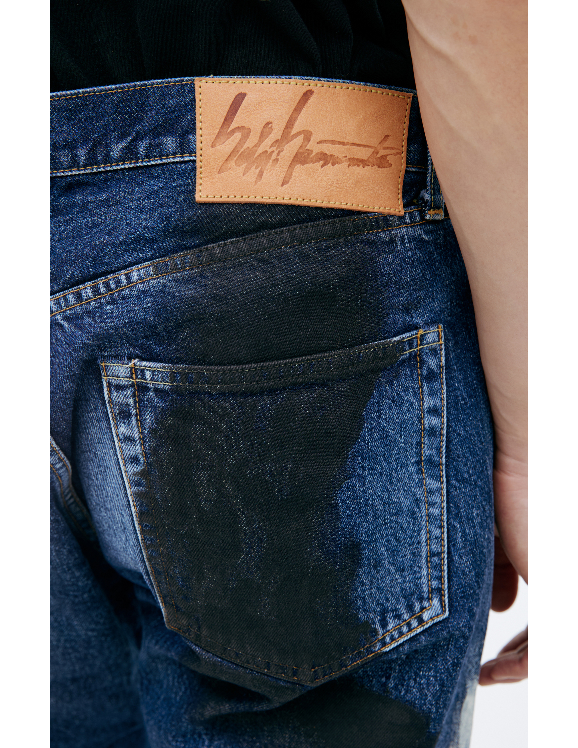 Yohji Yamamoto Paint Effect Jeans In Blue