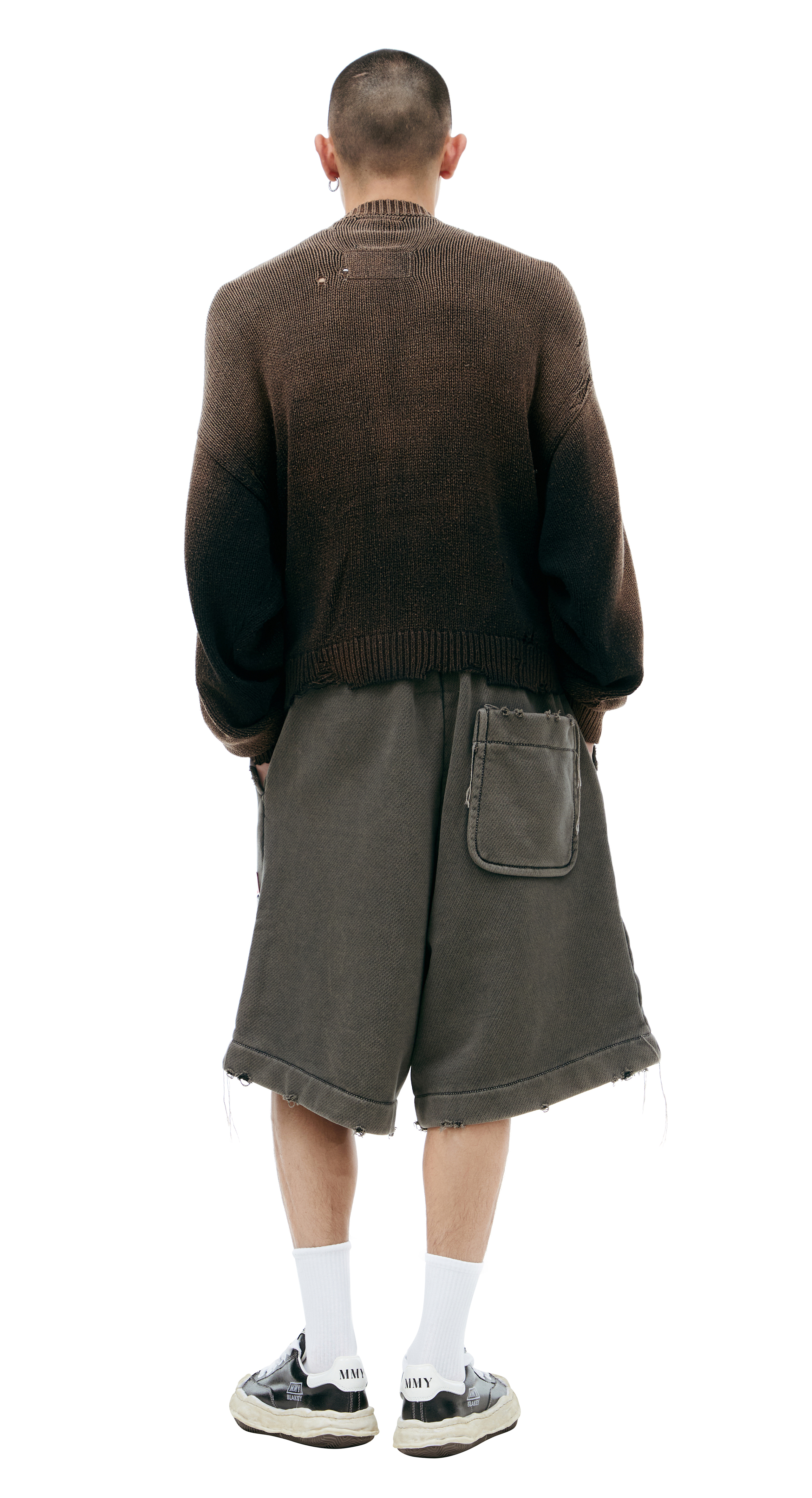 Buy Maison Mihara Yasuhiro men brown knitted cardigan with zipper