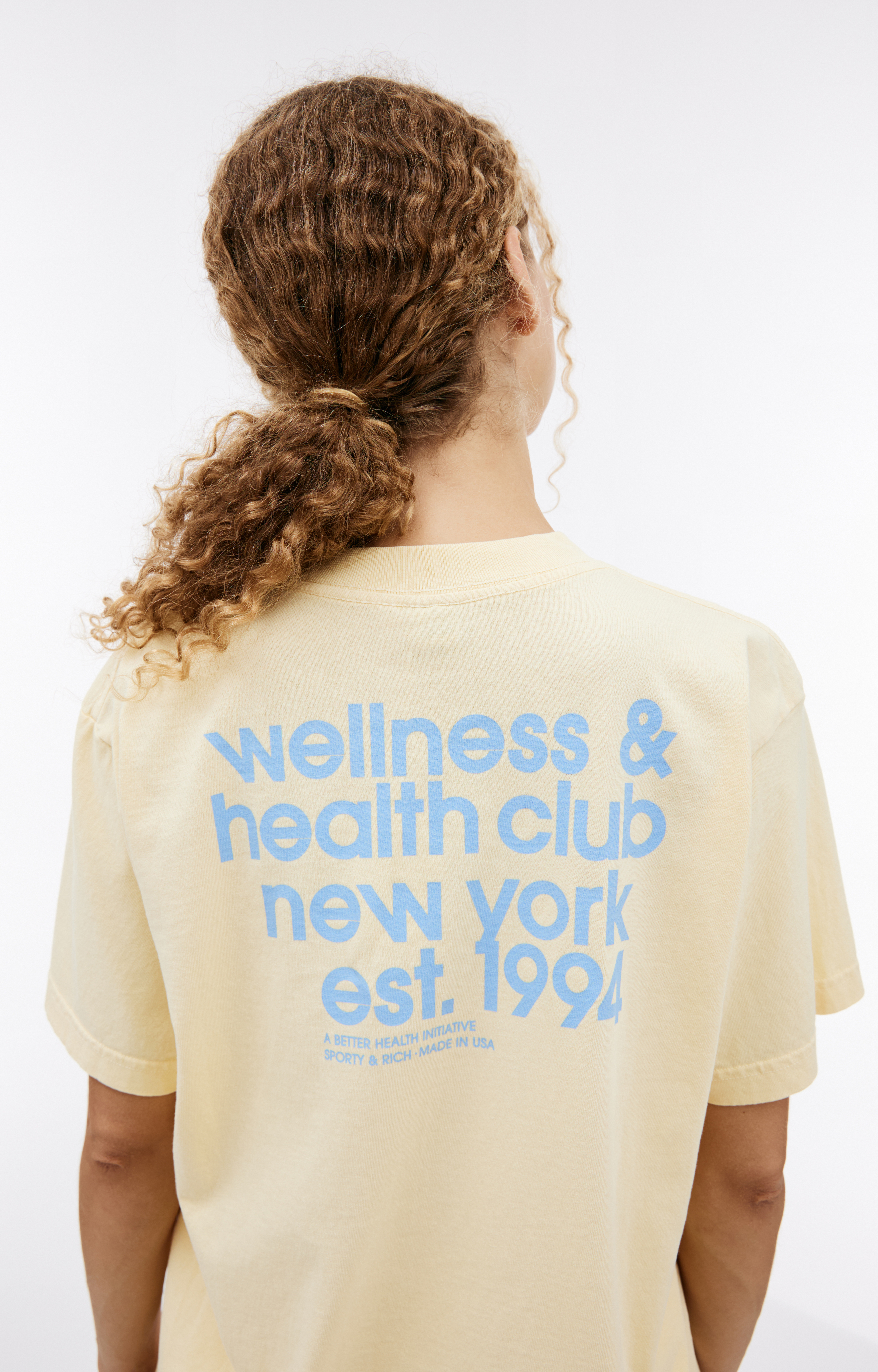 Sporty &amp; Rich Health Tシャツ Health is Wealth T-Shirt - Cream/Navy – Sporty & Rich