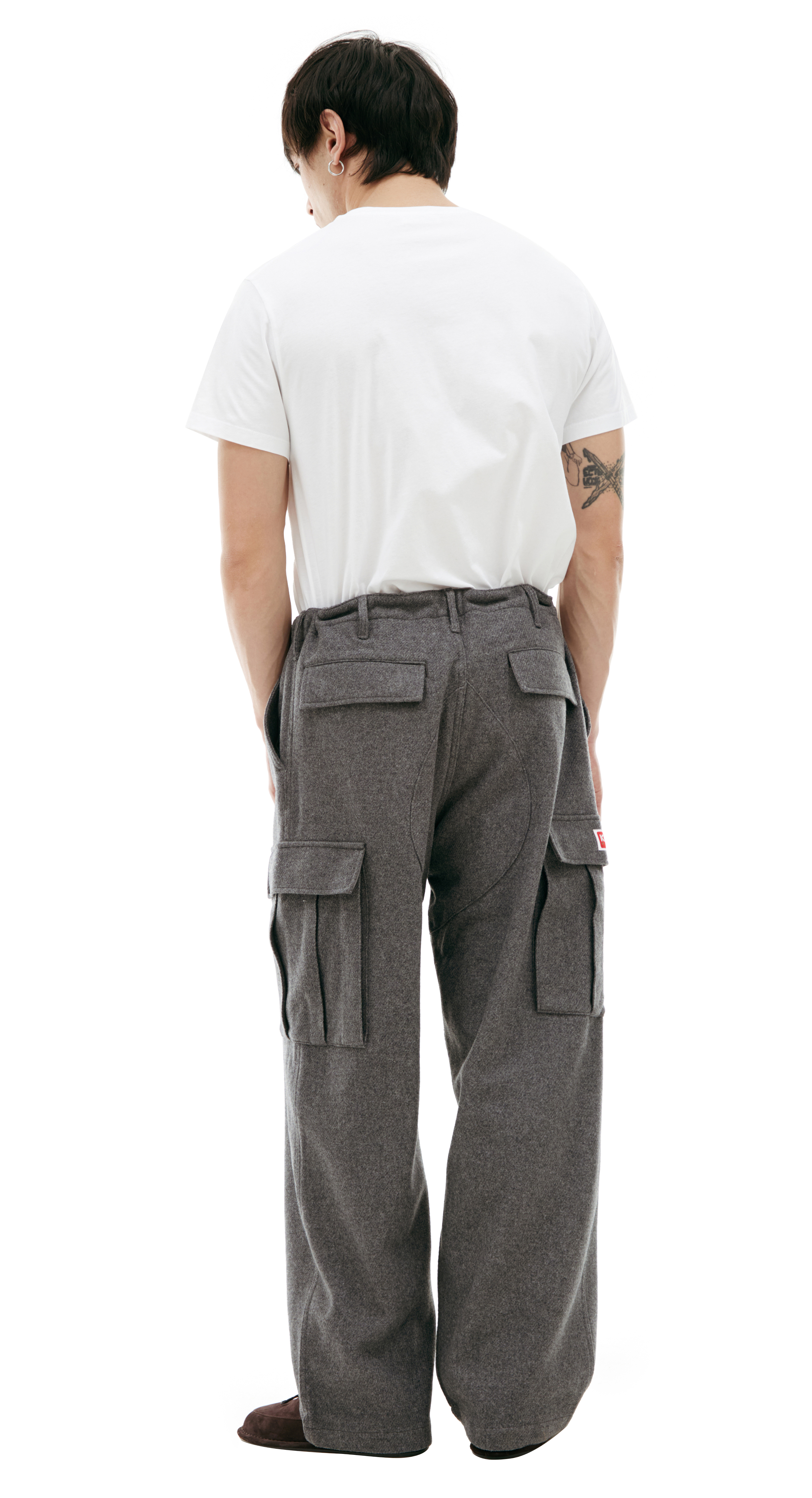【PORTERNA】Dendy Wool Cargo Trousers Buy KENZO men grey wool cargo trousers for $255 online on