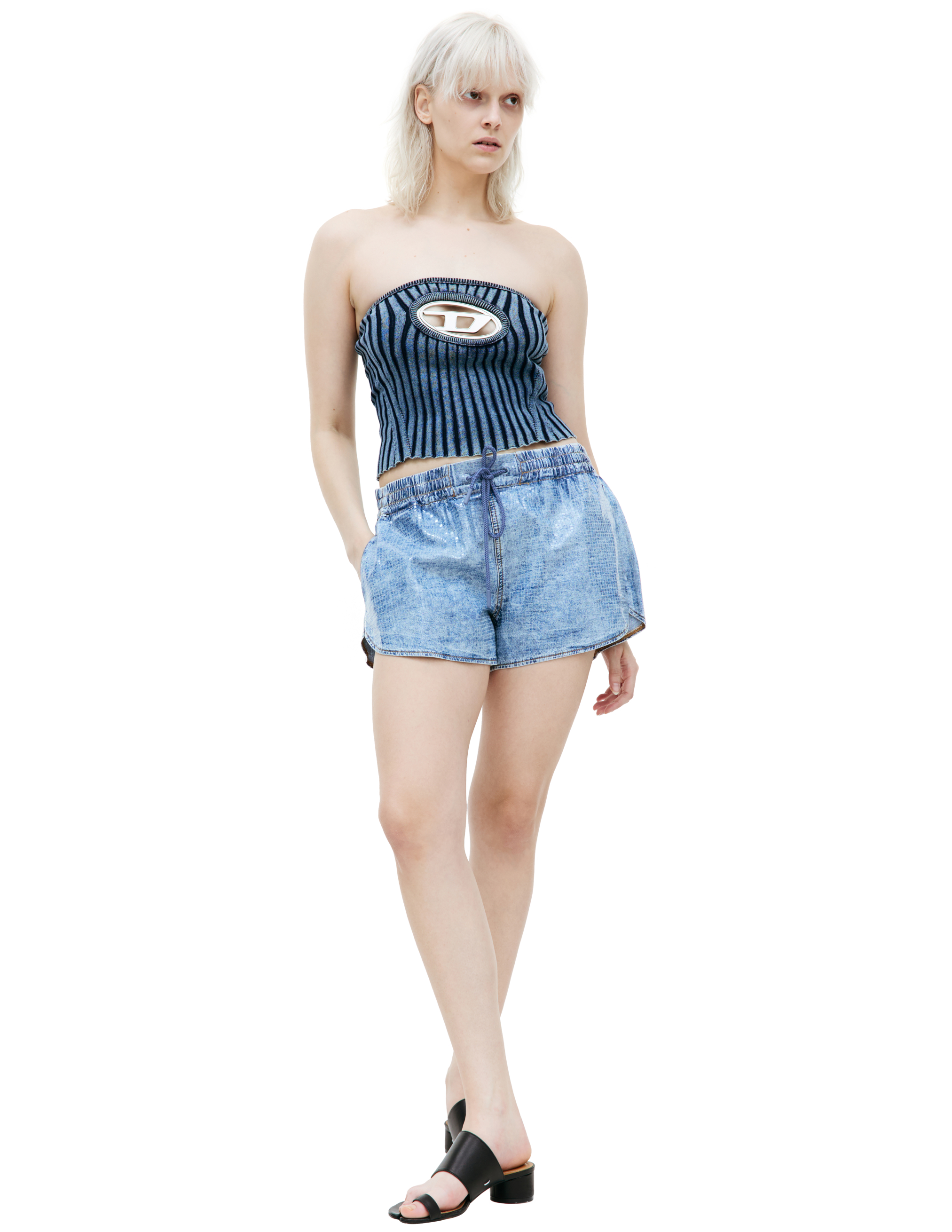 Shop Diesel De-sunny-s Denim Shorts In Blue