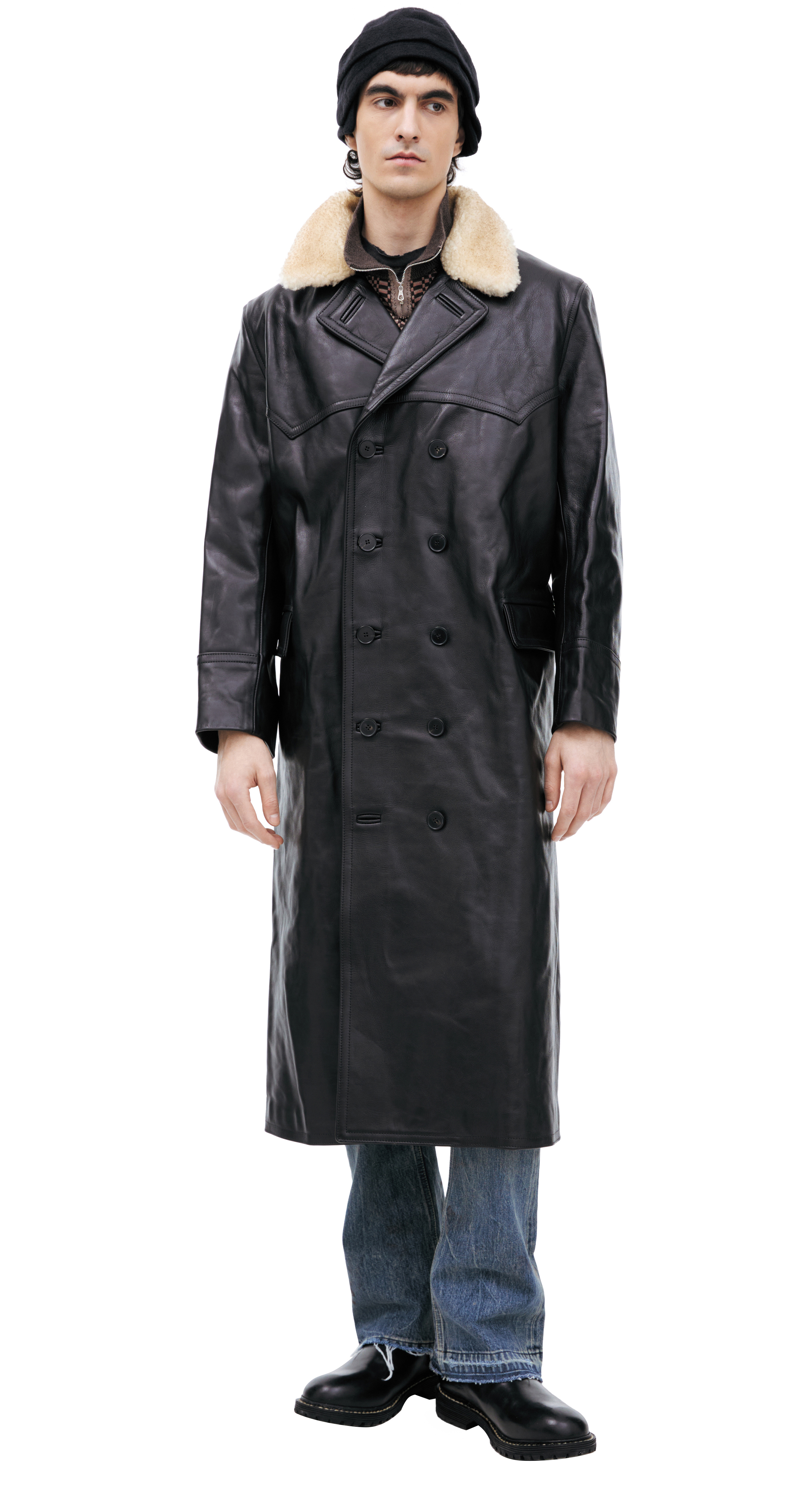 Enfants Riches Déprimés Black leather coat