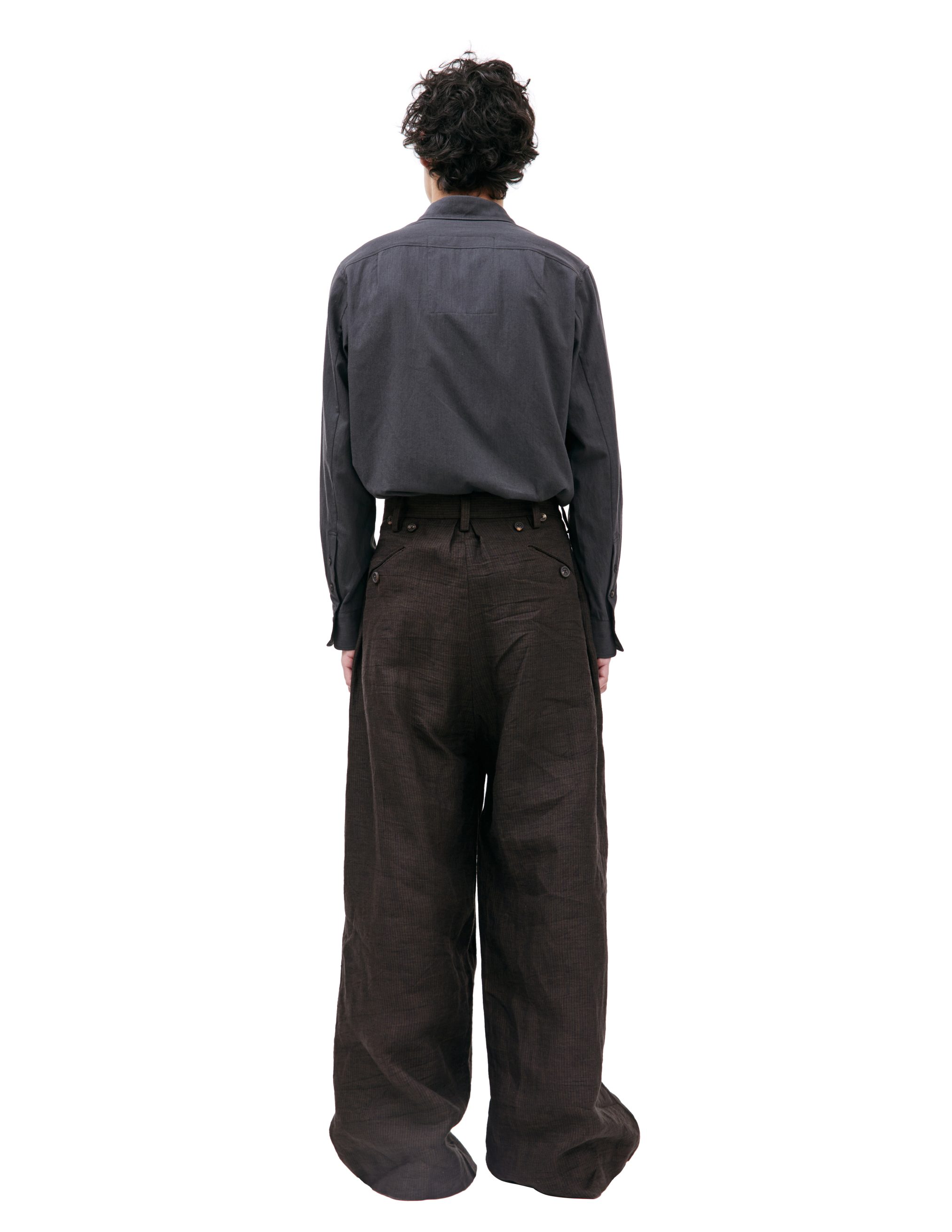 Shop Ziggy Chen Wide Leg Linen Trousers In Brown