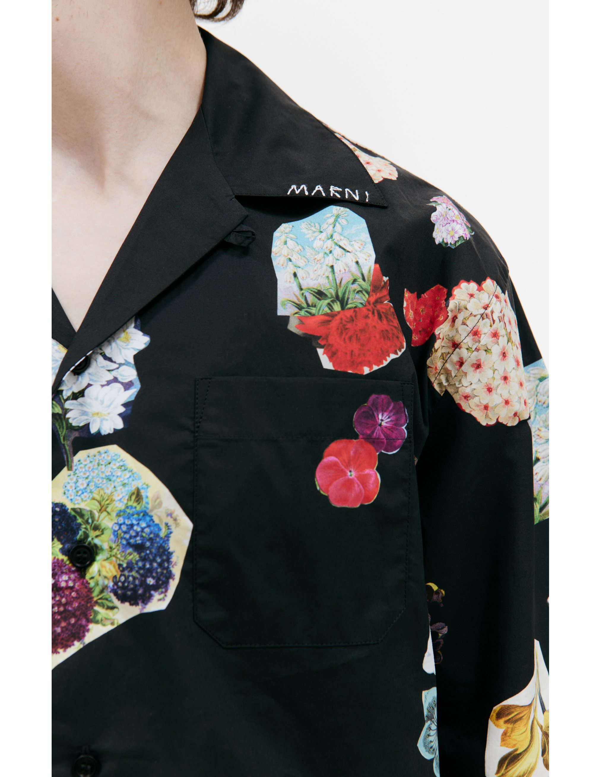 Shop Marni Flower Printed Shirt In Black