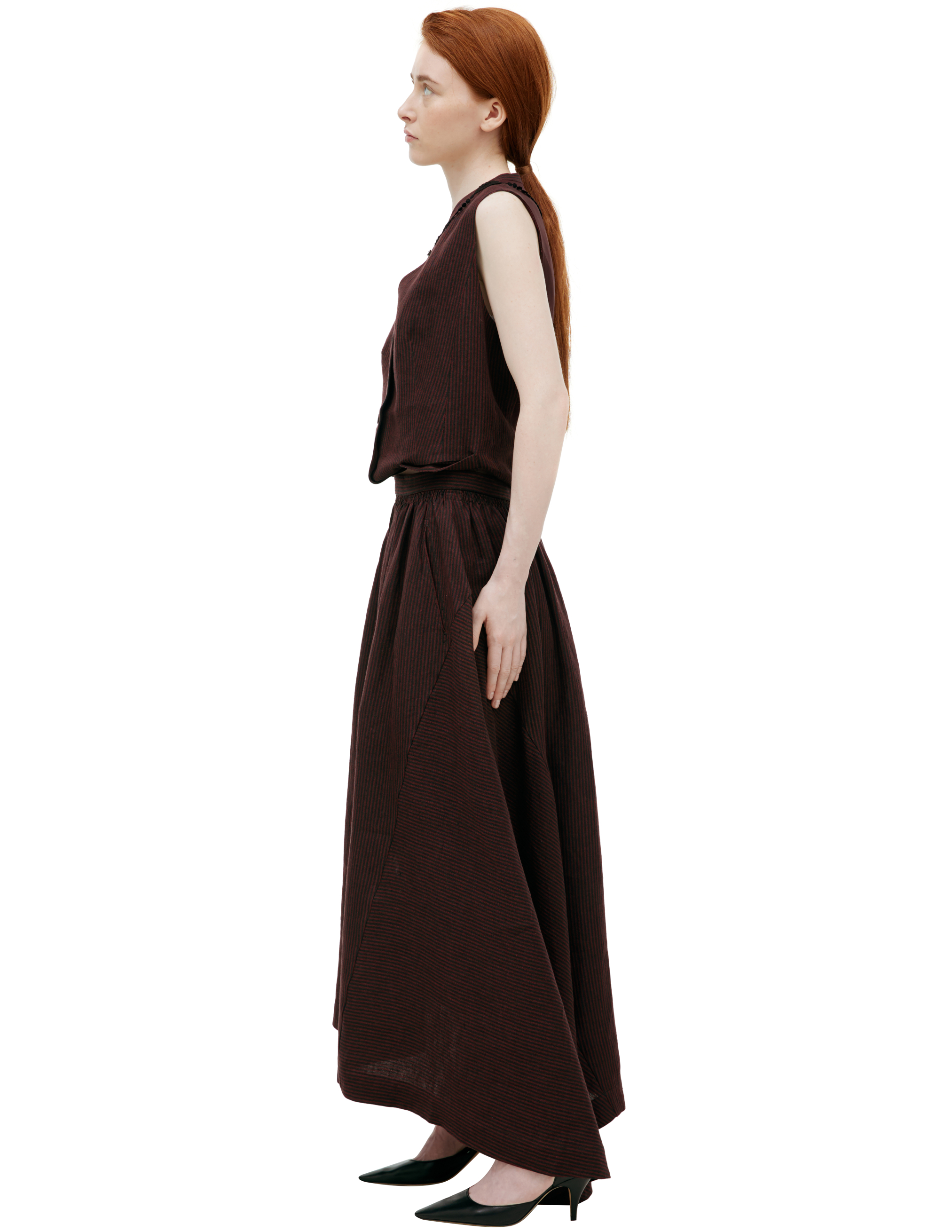 Shop Ziggy Chen Striped Midi Skirt