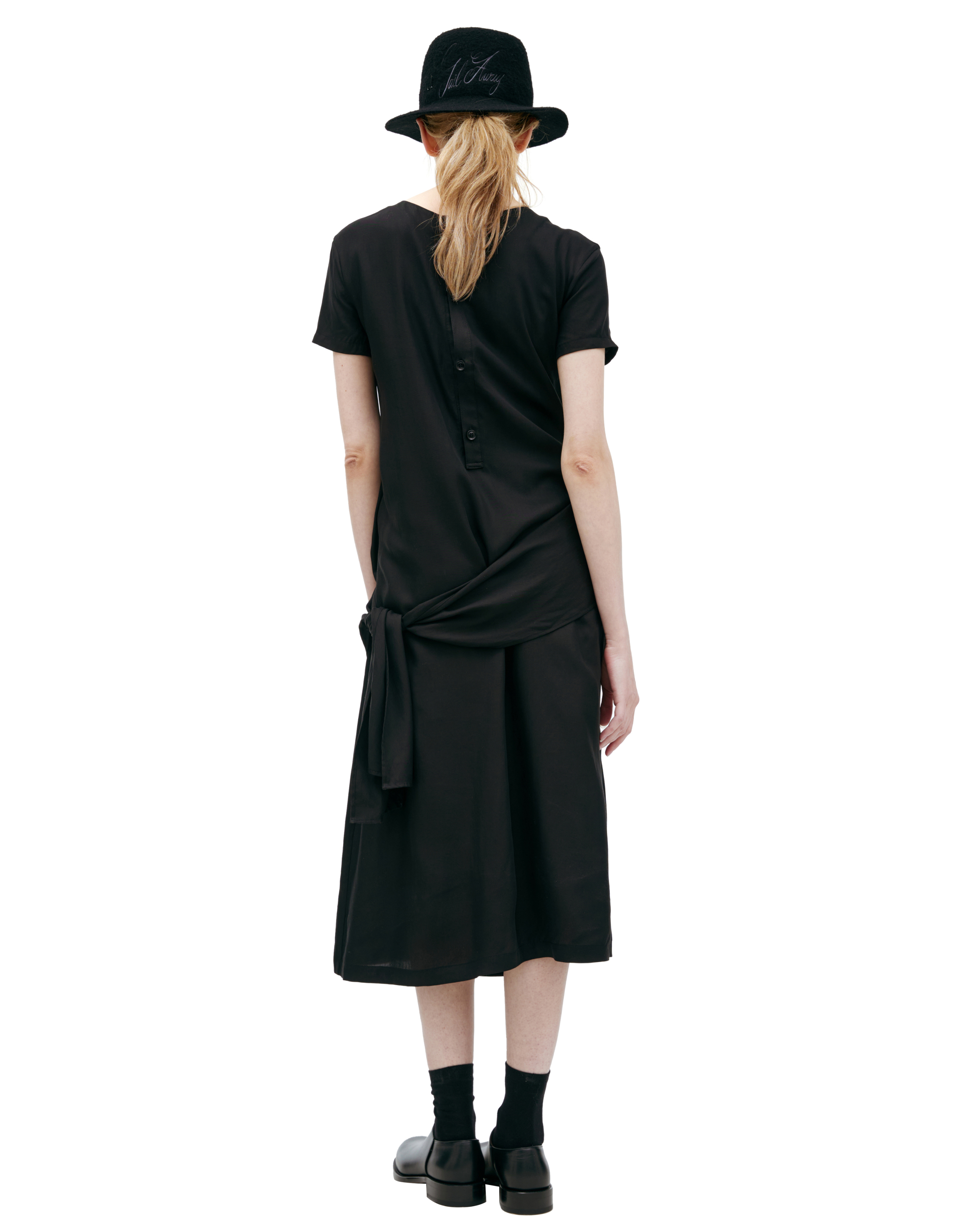 Y's Midi Dress With Buttons In Black