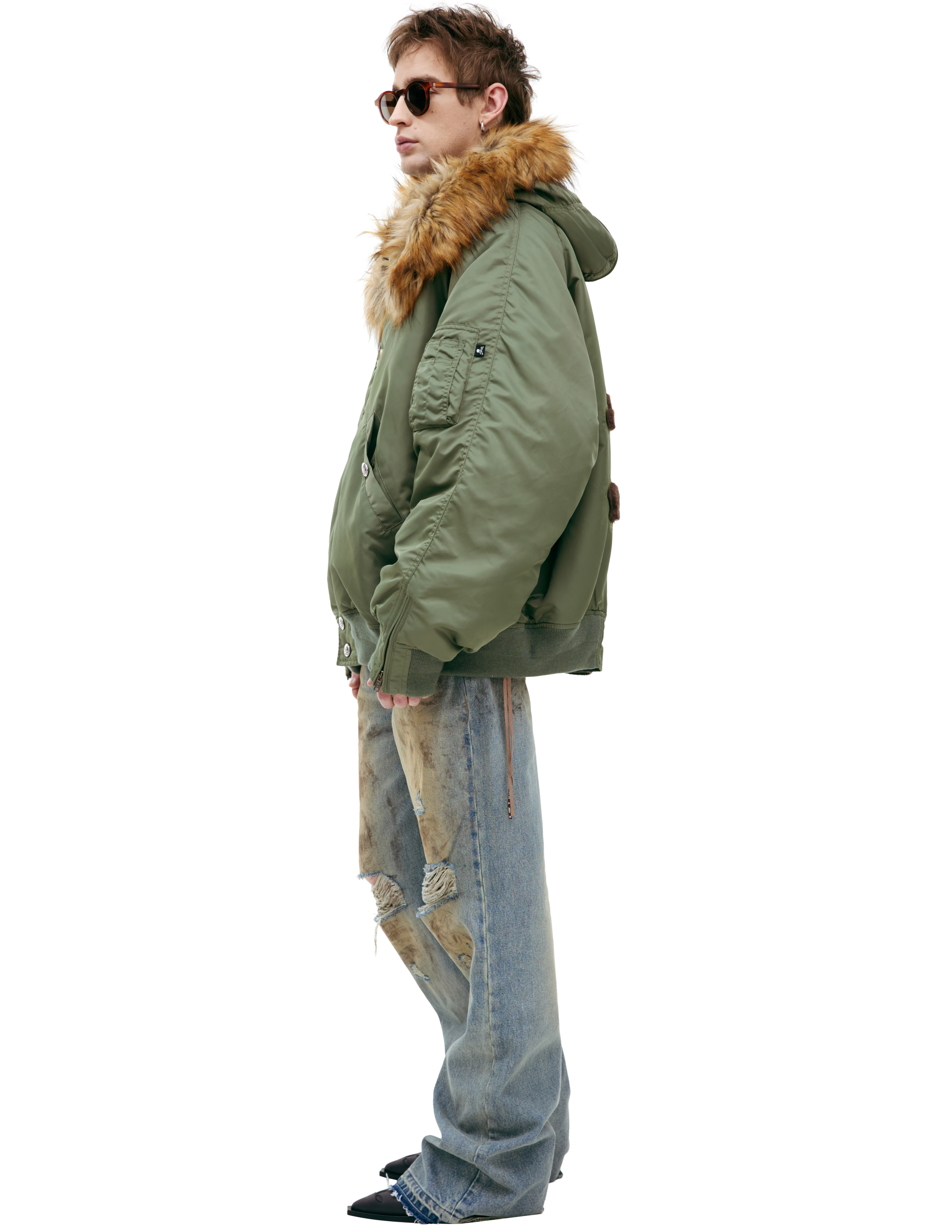 Mastermind Japan Bomber With Furry Hood In Khaki