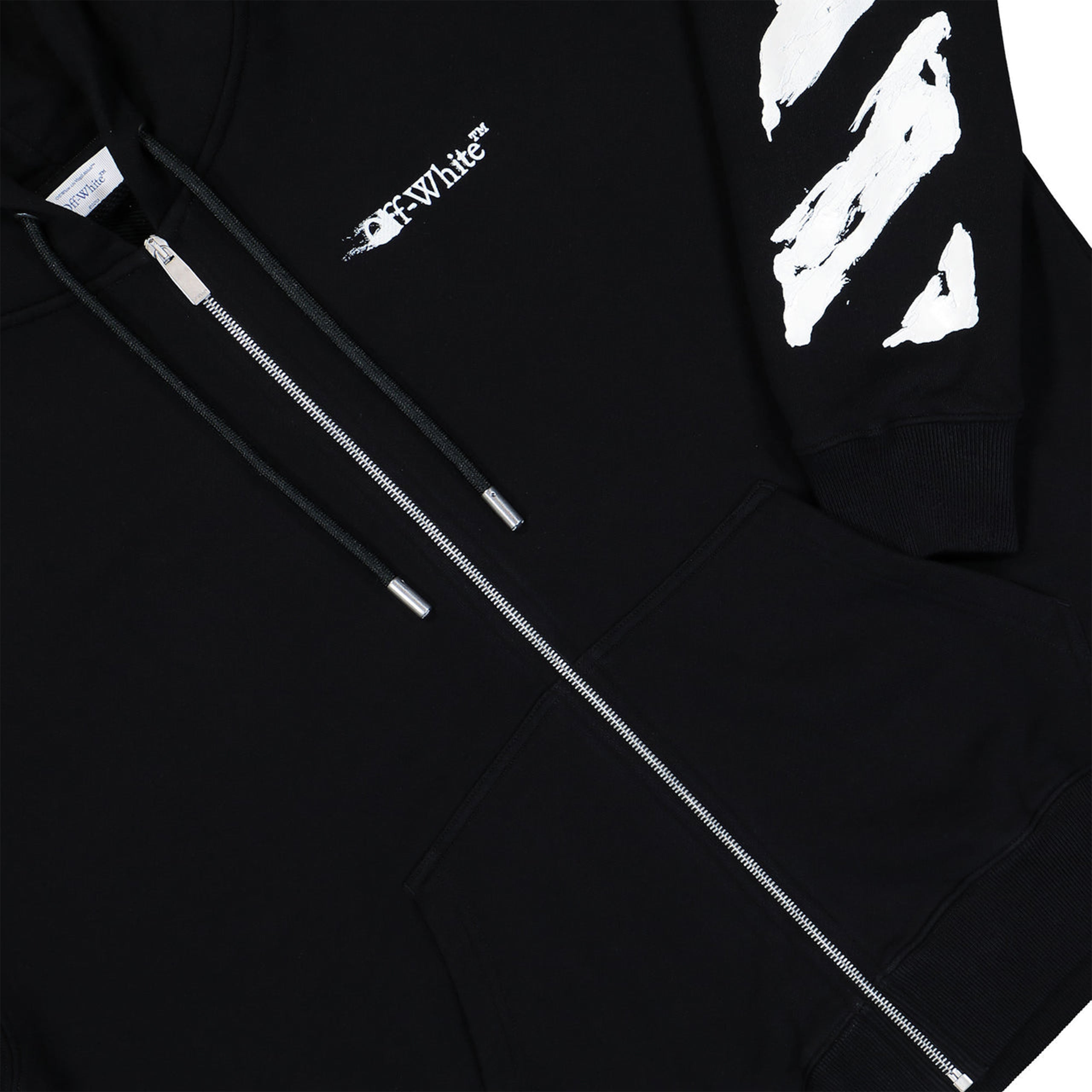 Off-white Ink Arrow Skate Zip Hoodie In Black