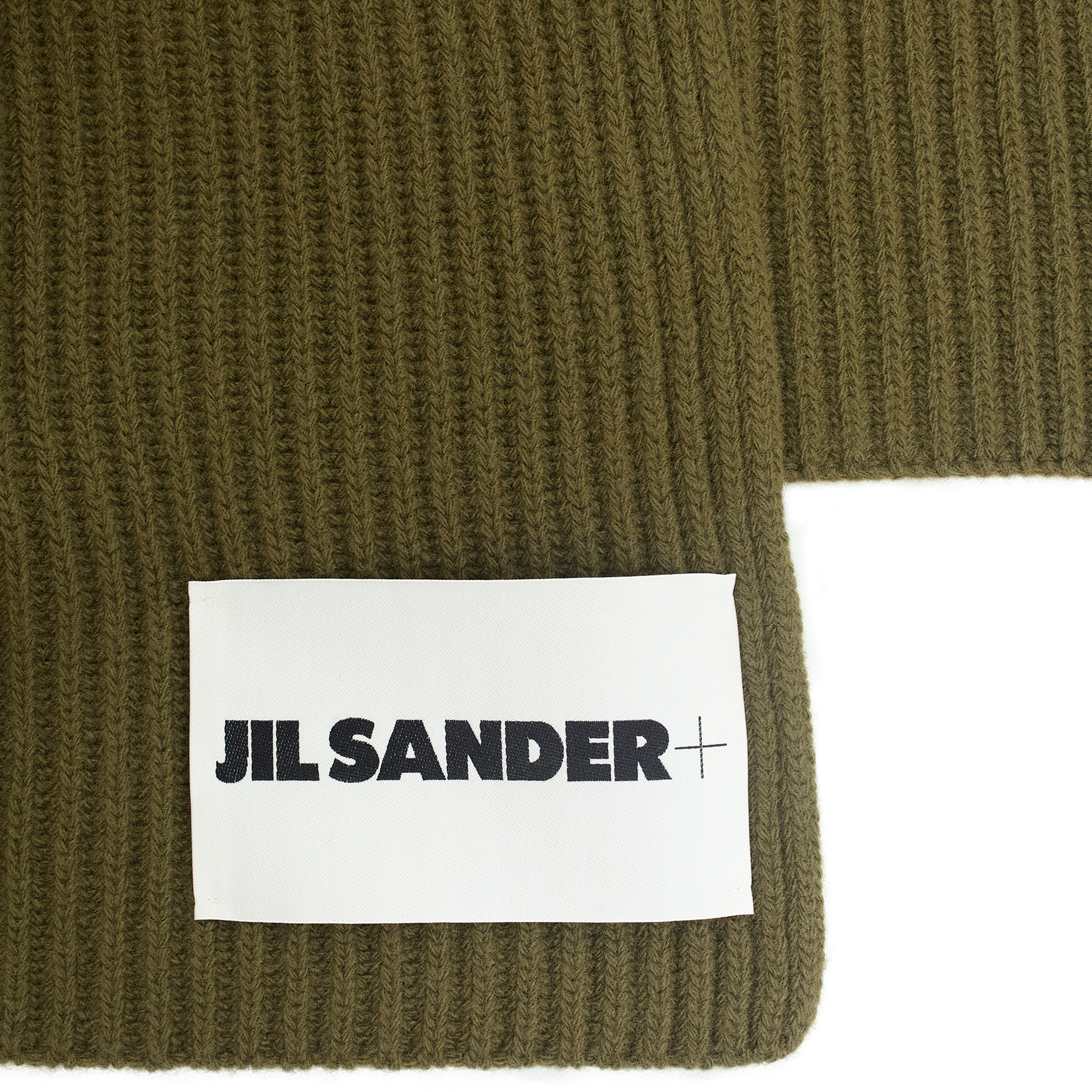 Jil Sander Wool Scarf With Patch In Khaki