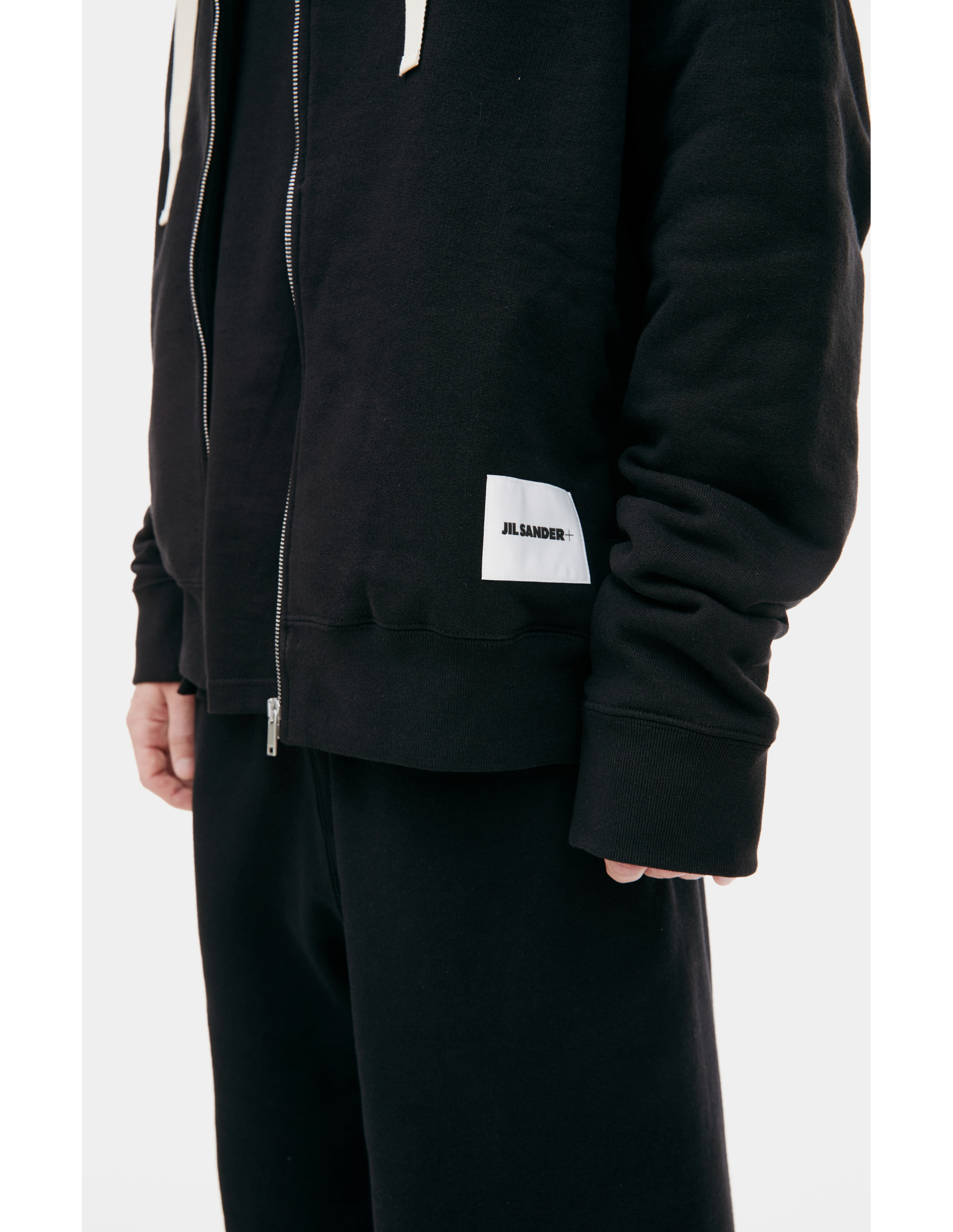 Shop Jil Sander Black Zip Up Hoodie