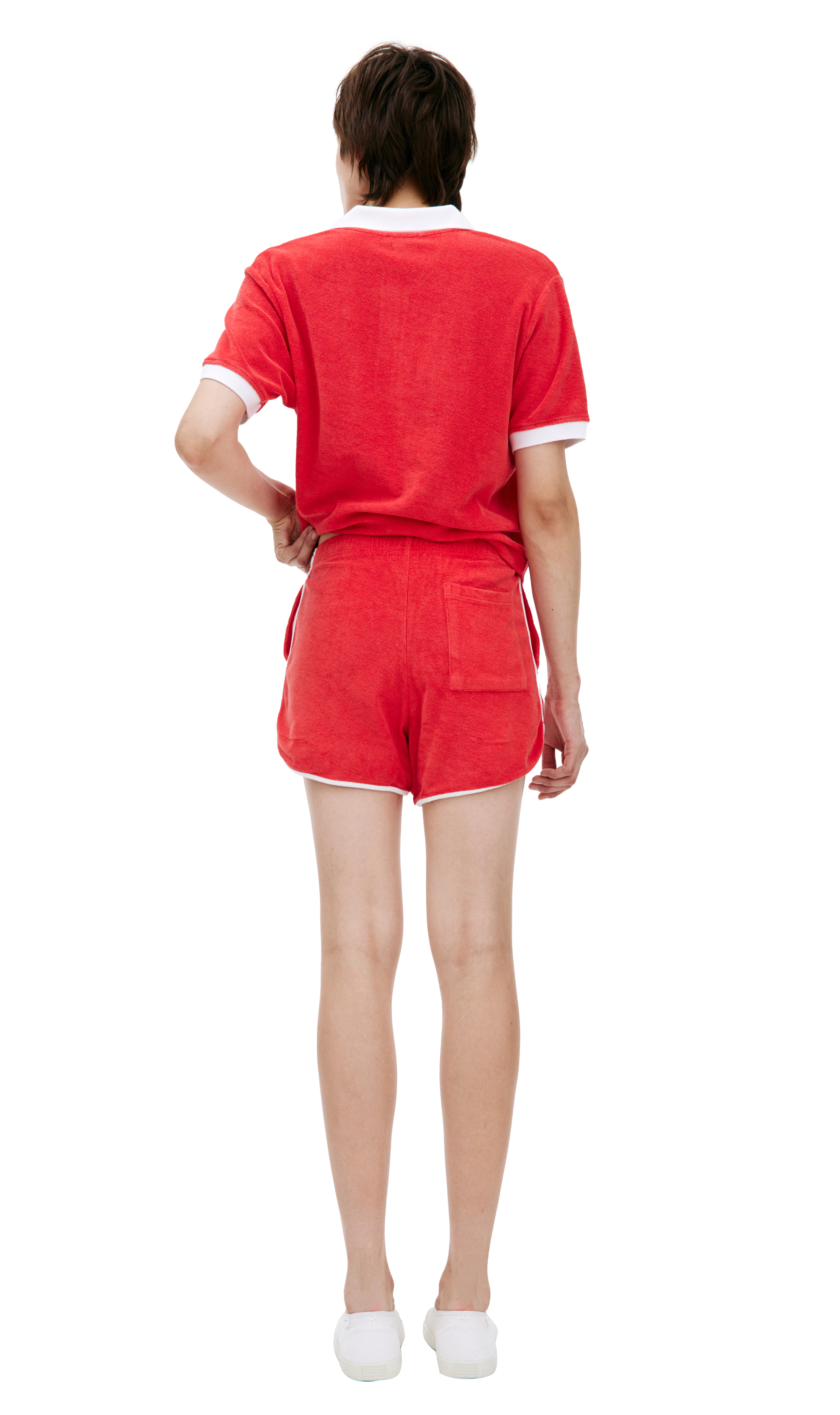 Buy SPORTY & RICH women red logo shorts for $99 online on