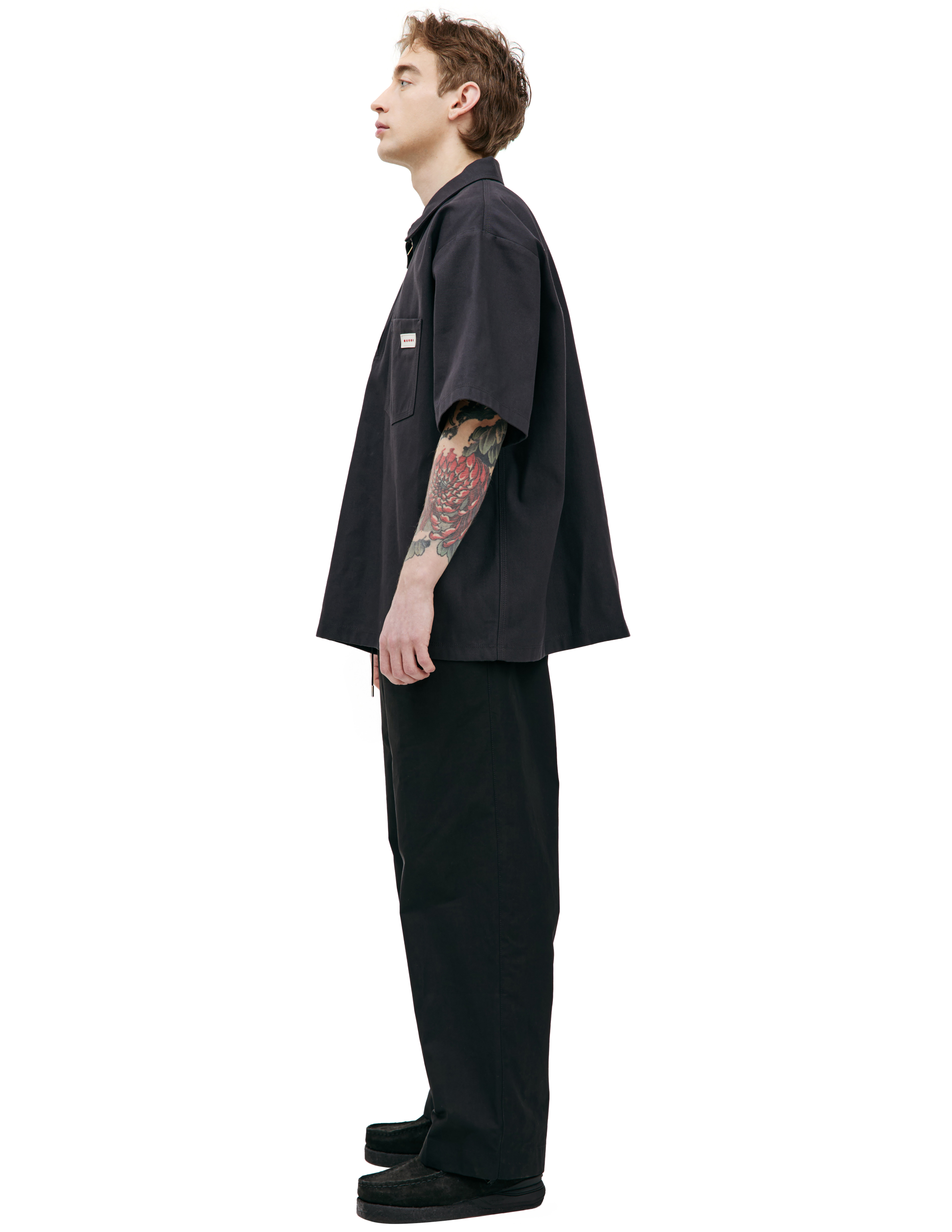 Shop Marni Short-sleeve Zip Shirt In Black