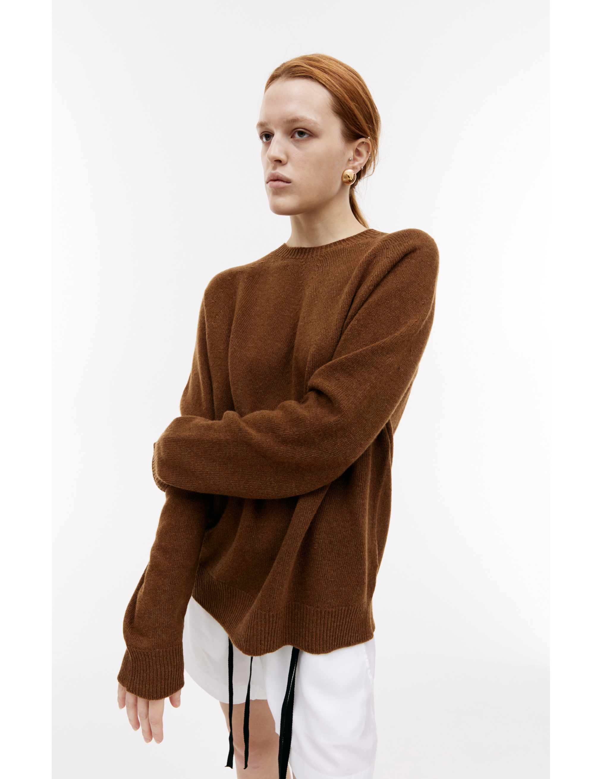 Shop Jil Sander Brown Crewneck Sweater