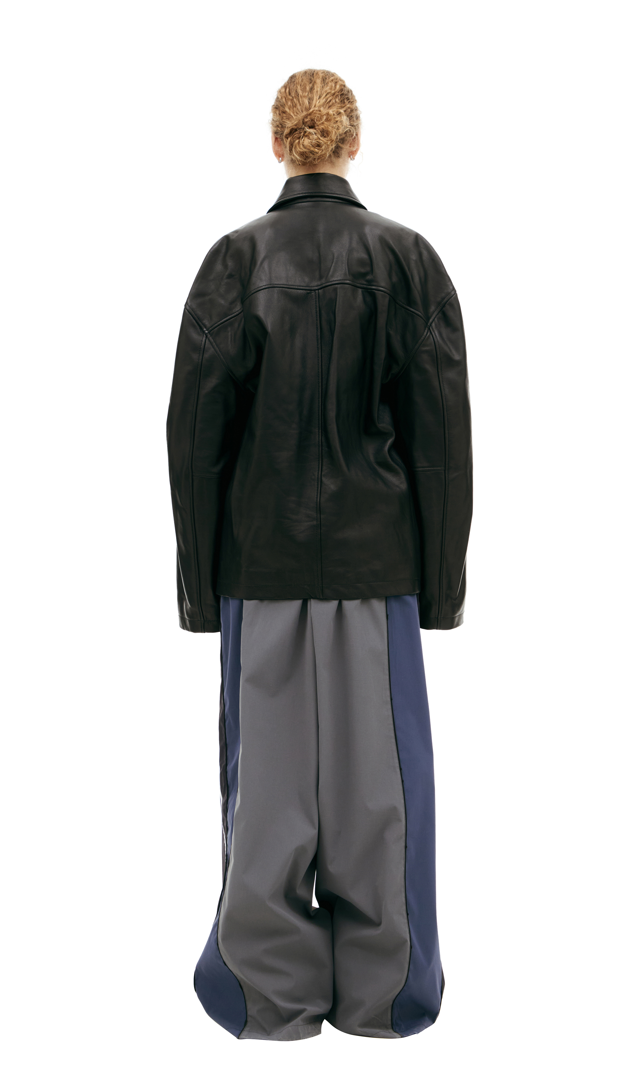 Buy Balenciaga women black leather jacket for $4,465 online on