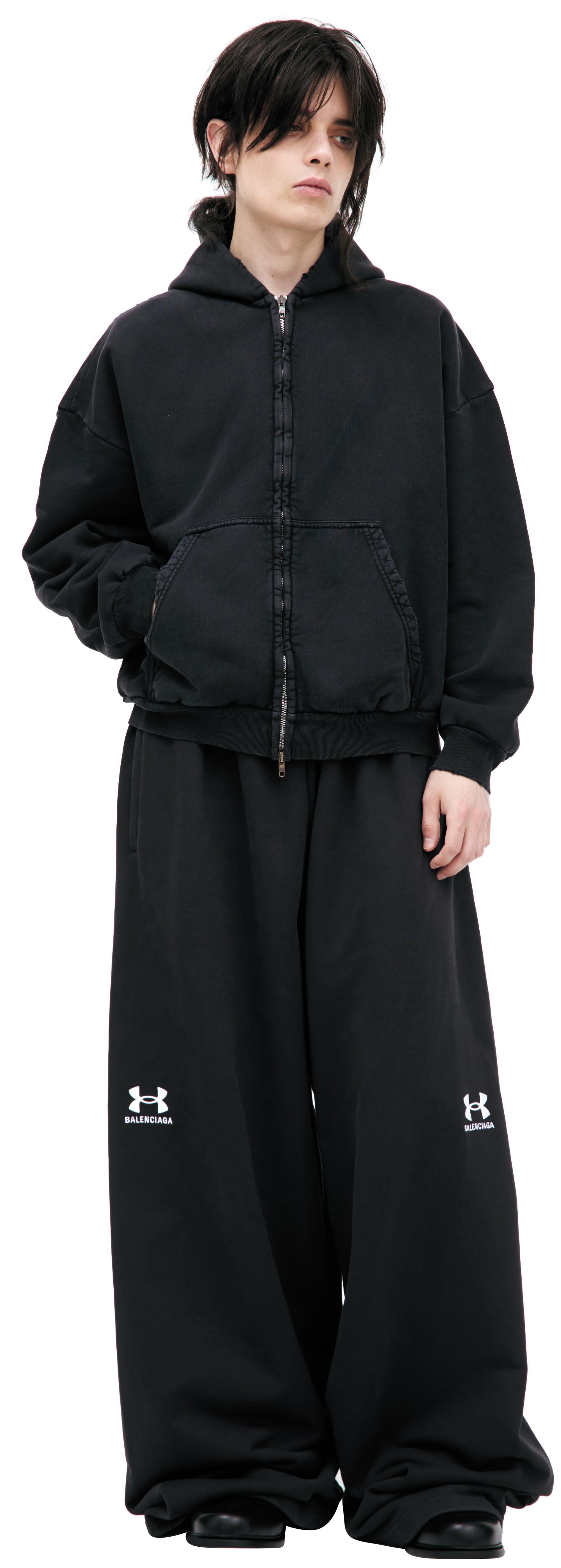 Buy Balenciaga men black zippered hoodie for $1,720 online on SV77