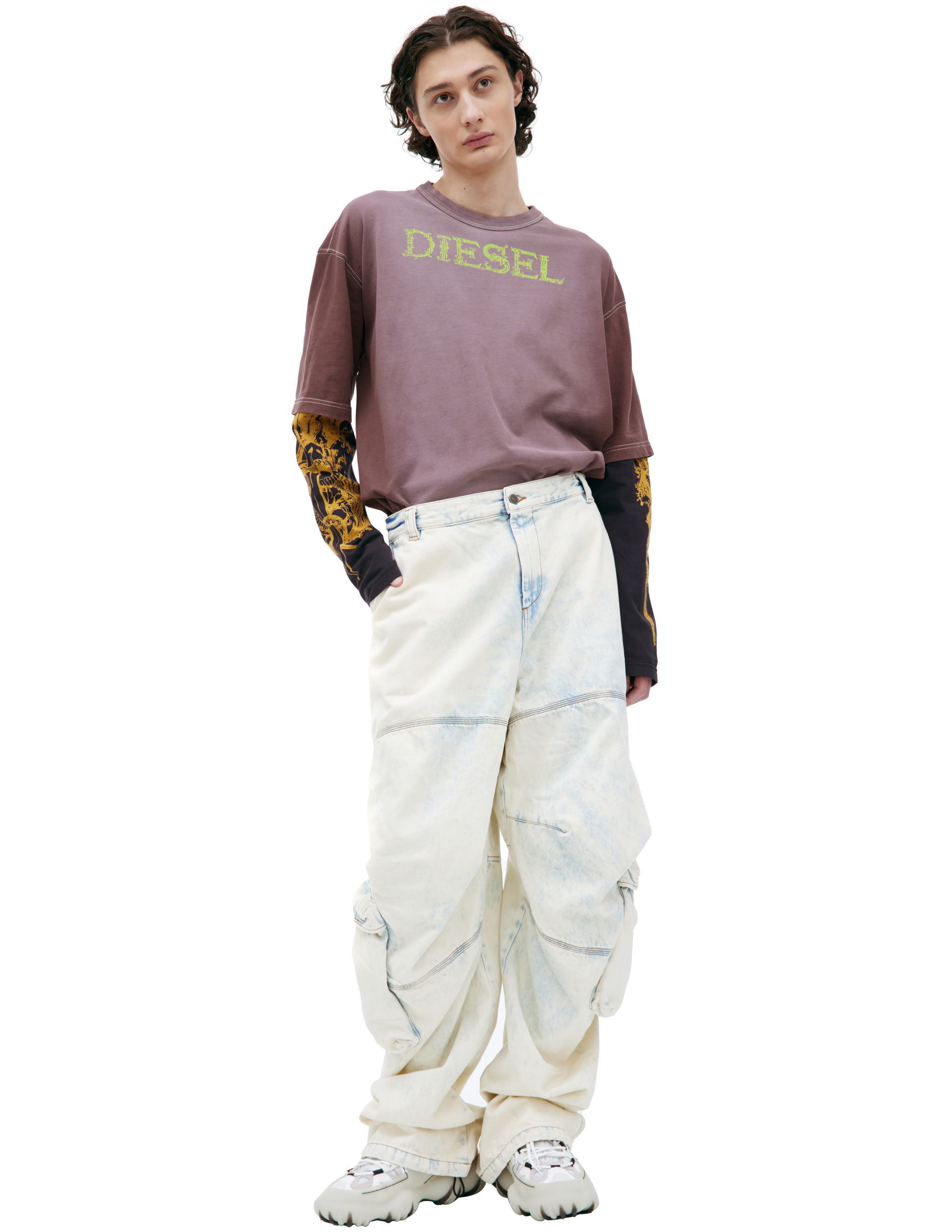 Diesel Wide Jeans D-arne 0cbcv In White
