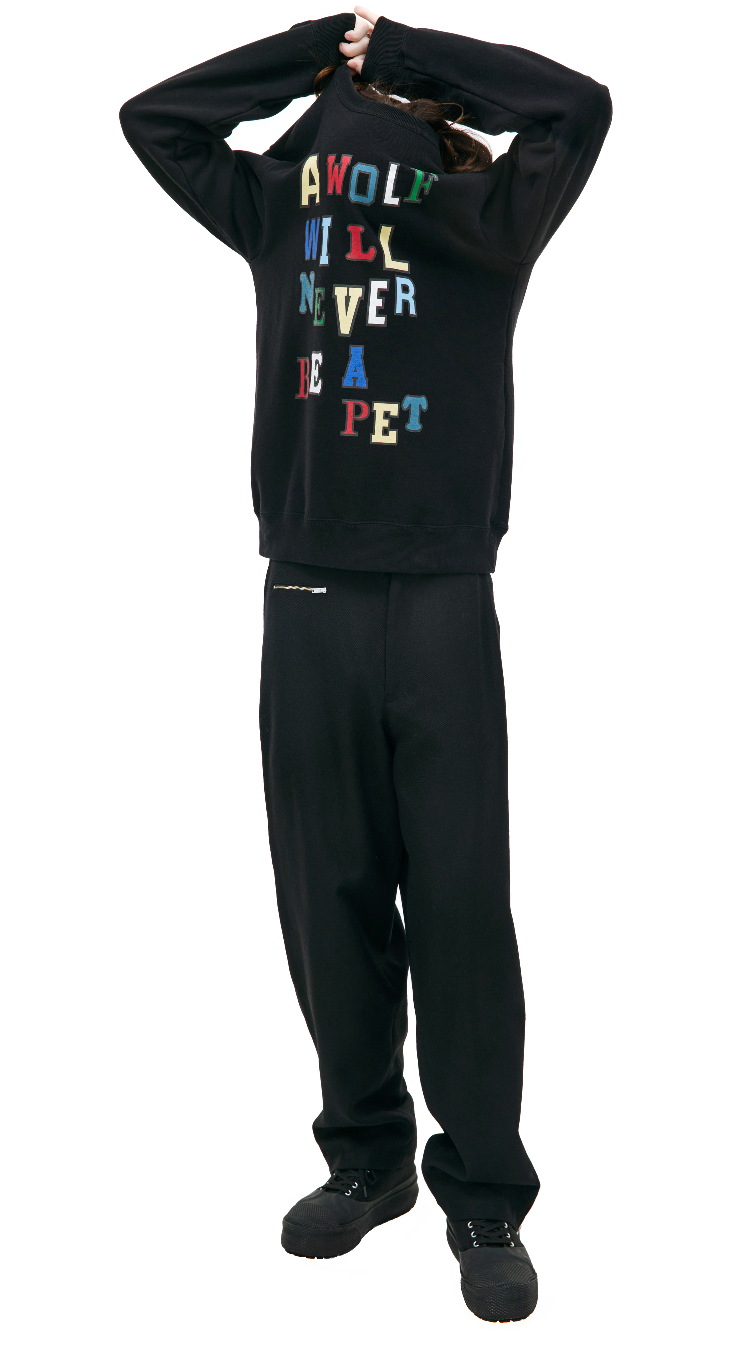 Buy Undercover men black appliqué sweatshirt for $395 online on
