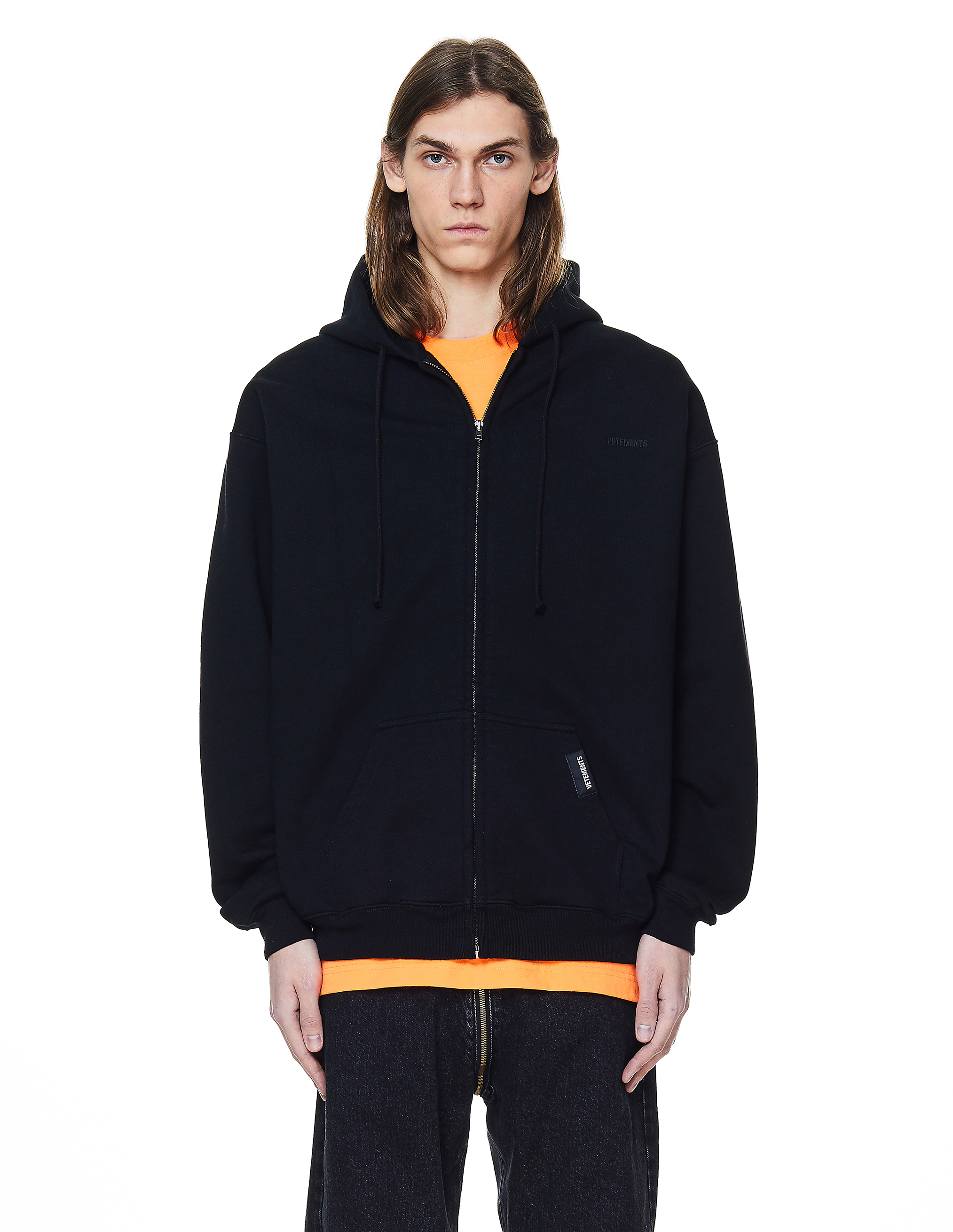 Buy VETEMENTS men black zip up shut up hoodie for 462 online on SV77 SS20TR315 blk