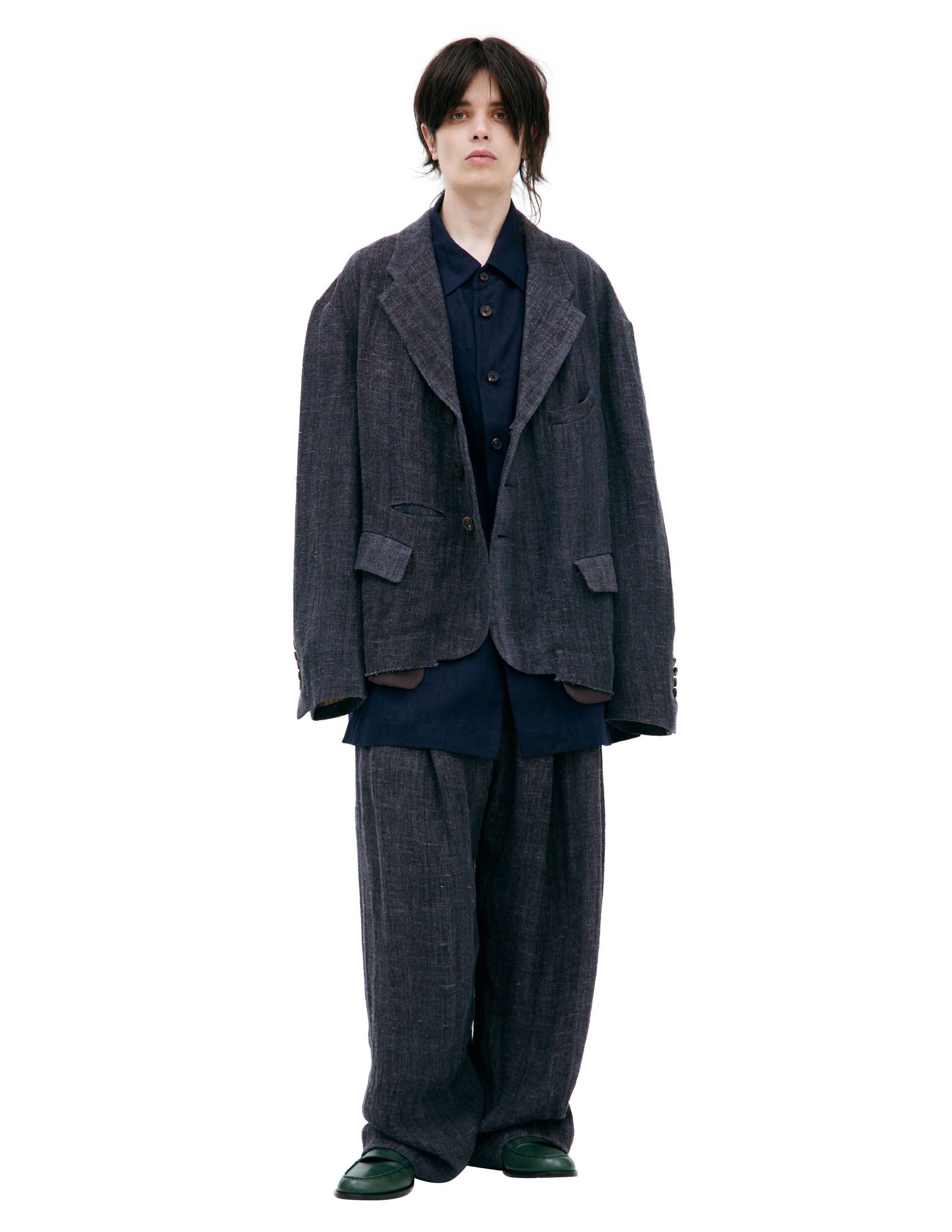 Ziggy Chen Single-breasted Linen Jacket In Black