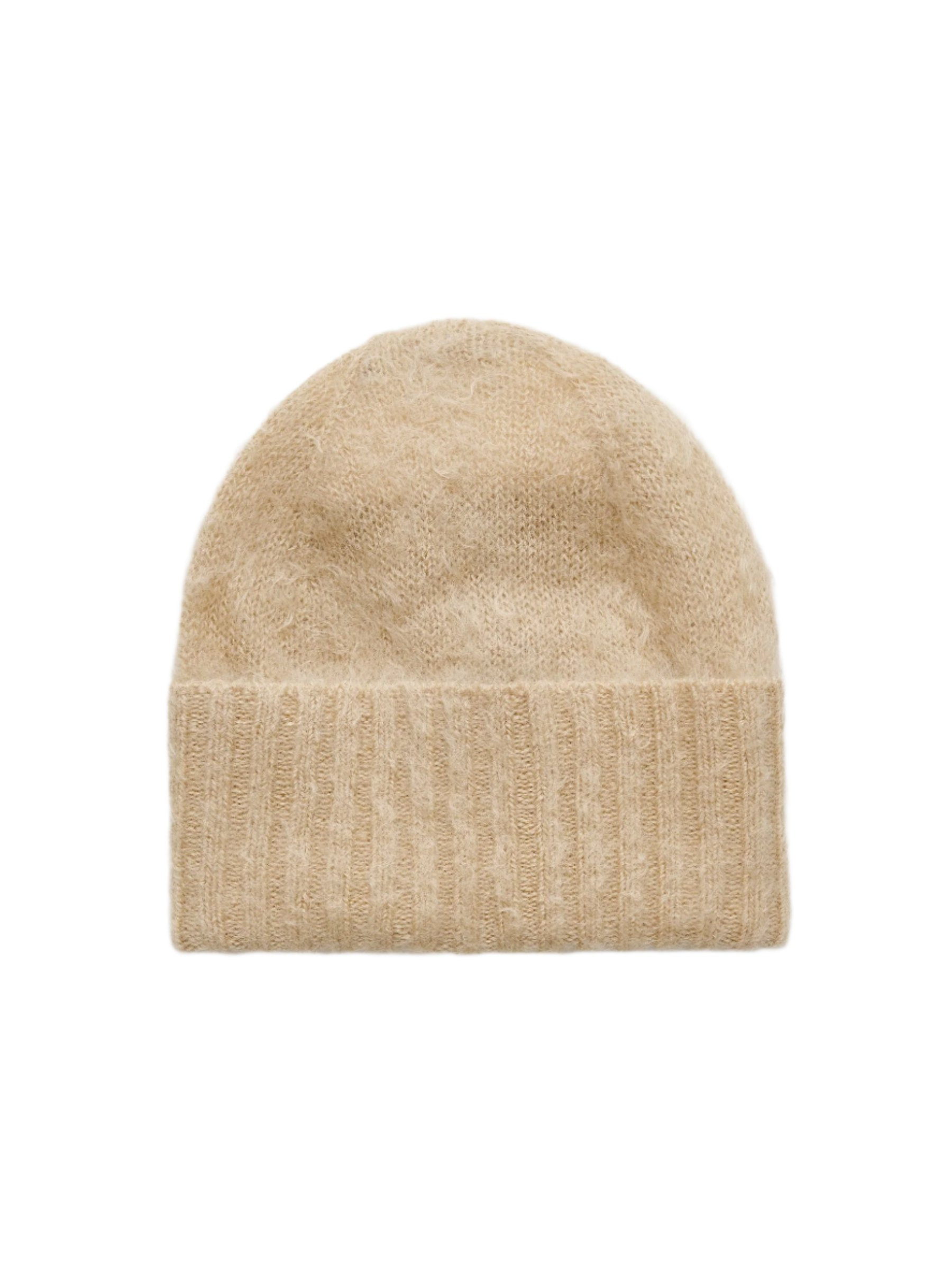 Auralee Knitted Mohair Beanie In Beige