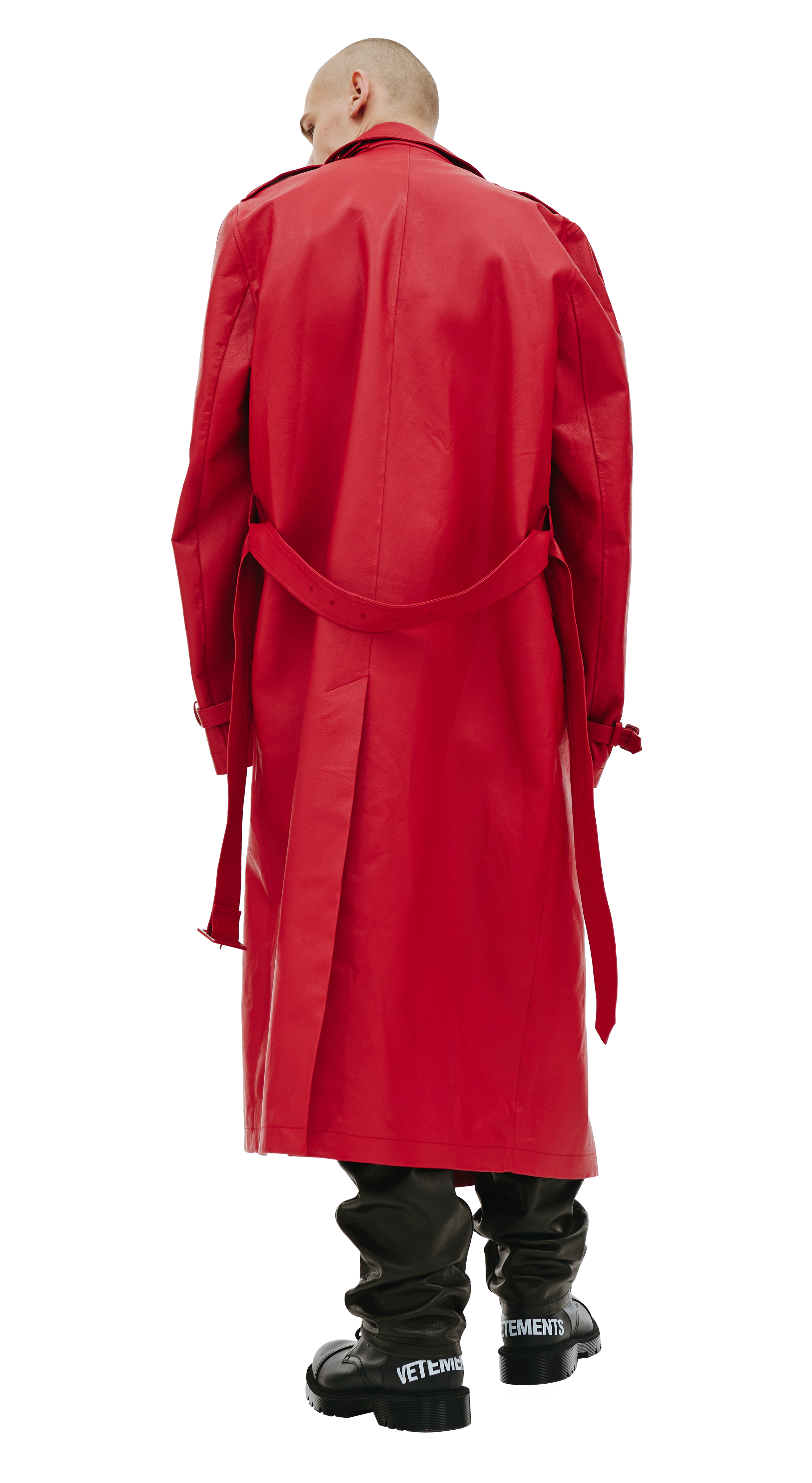 Buy VTMNTS men red leather trench for $5,499 online on SV77, VL16CO200R/5316