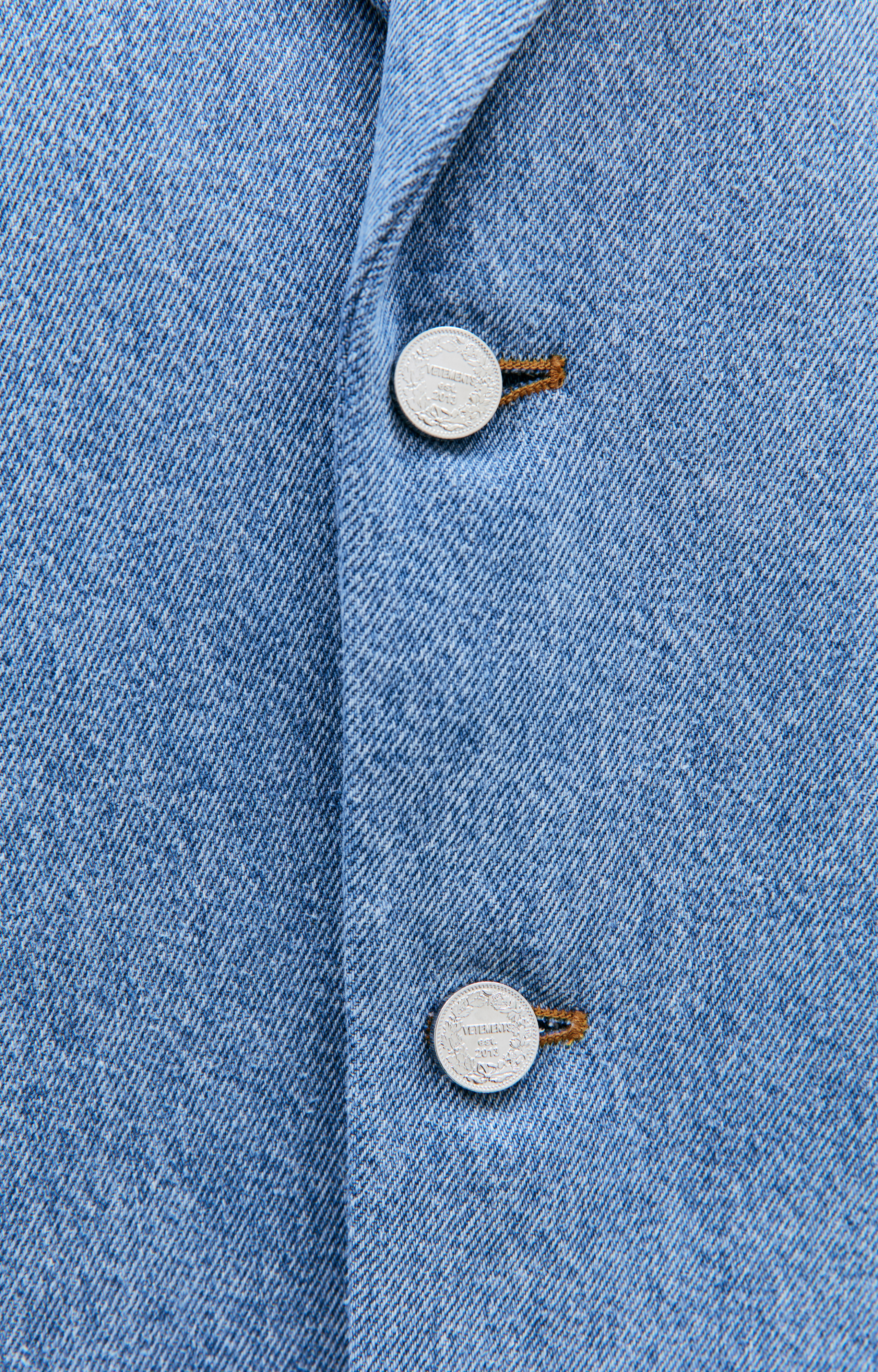 Buy VETEMENTS men blue denim oversized blazer for $1,403