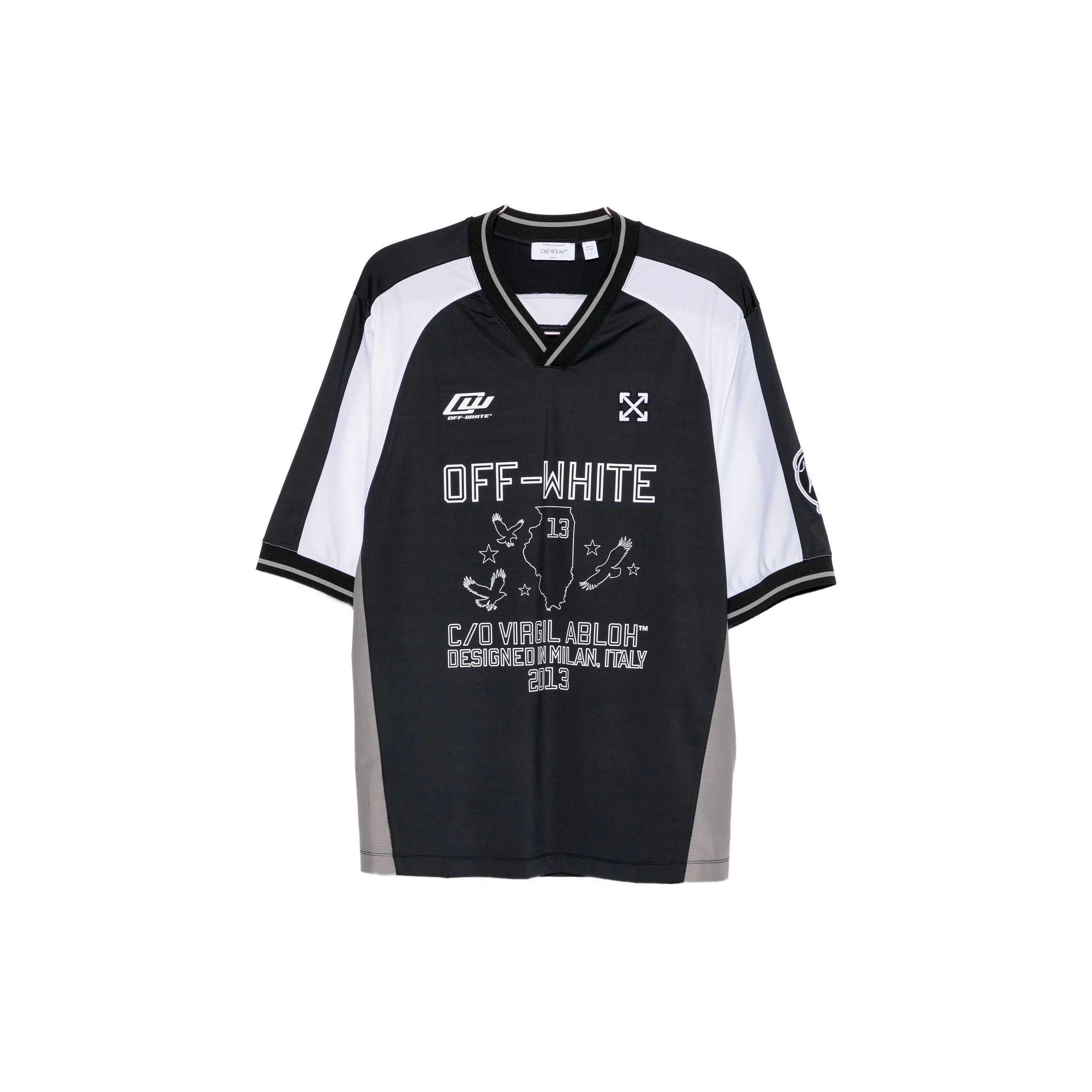 Off White Eagle Team Soccer V-neck Short Sleeve Top