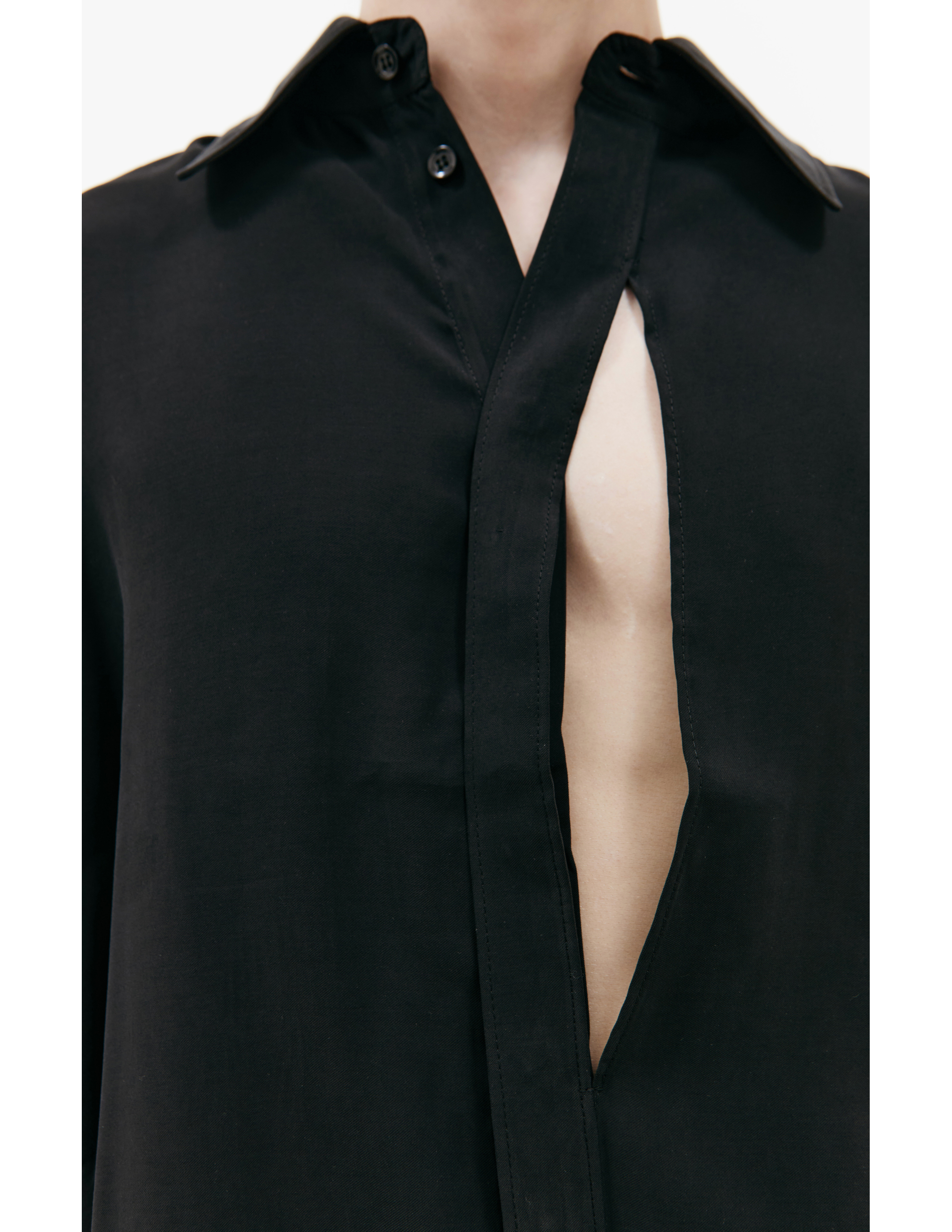 Shop Louis Gabriel Nouchi Black Asymmetrical Opening Shirt