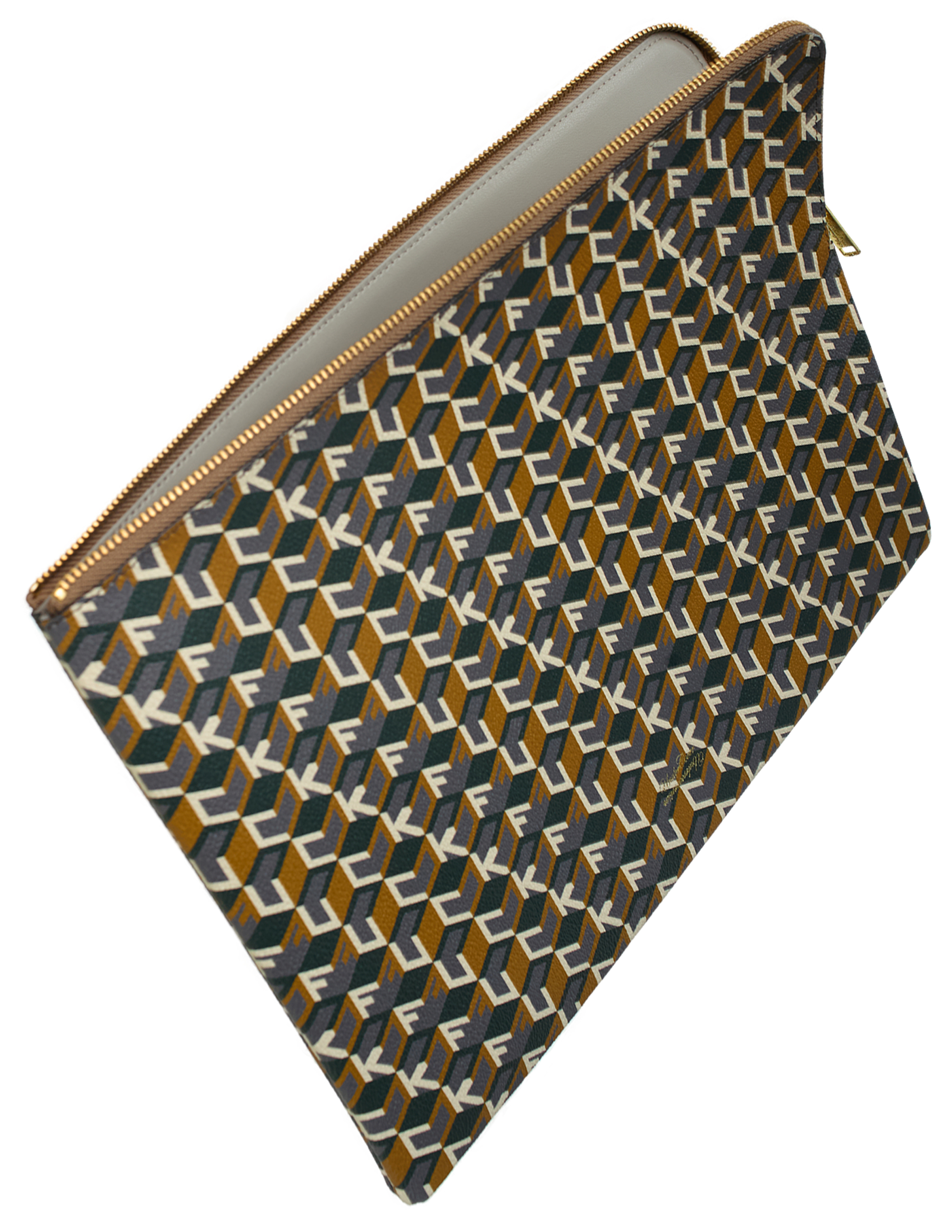Undercover Monoprint Clutch Bag In Brown